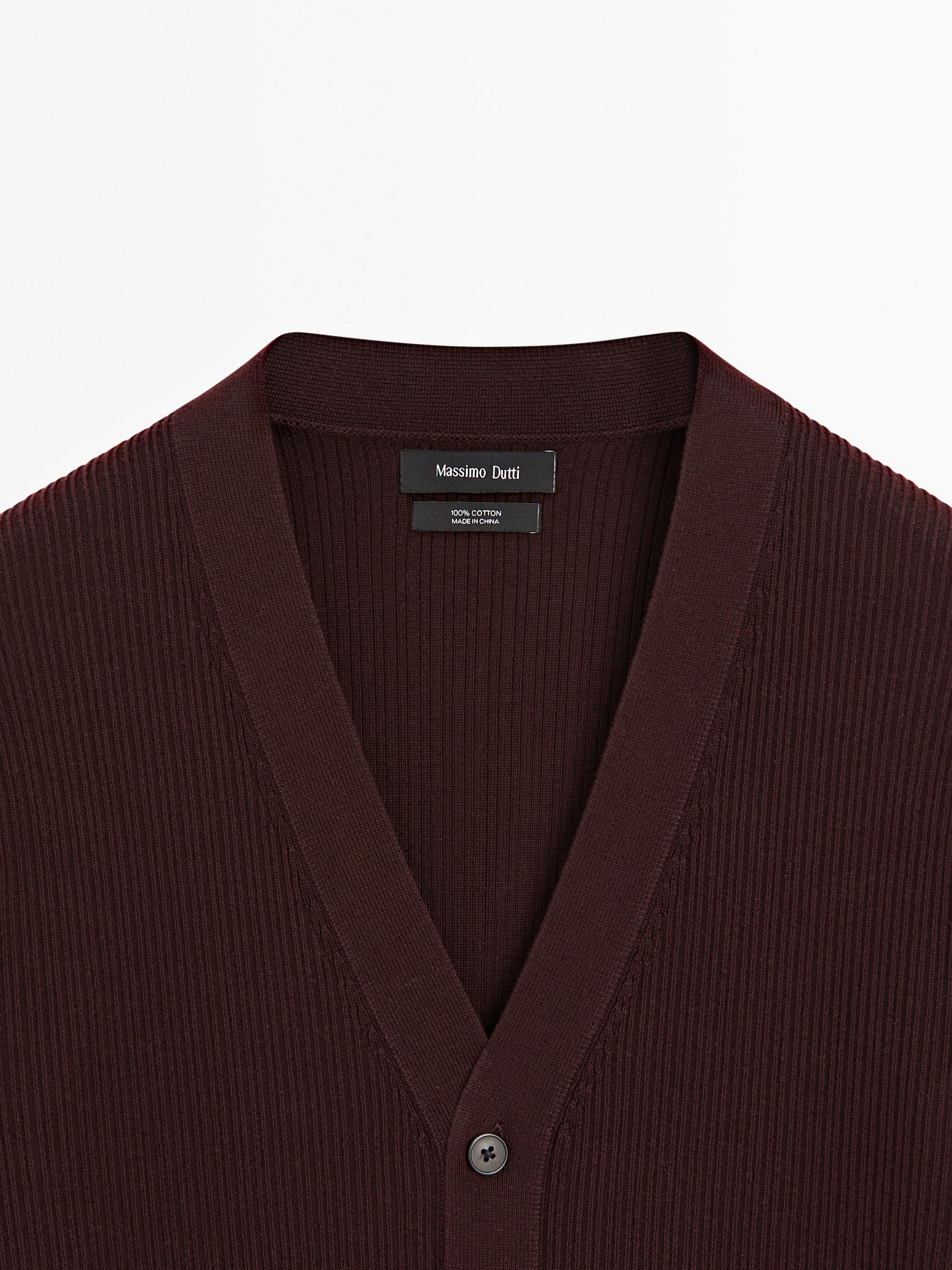 100% cotton textured knit cardigan