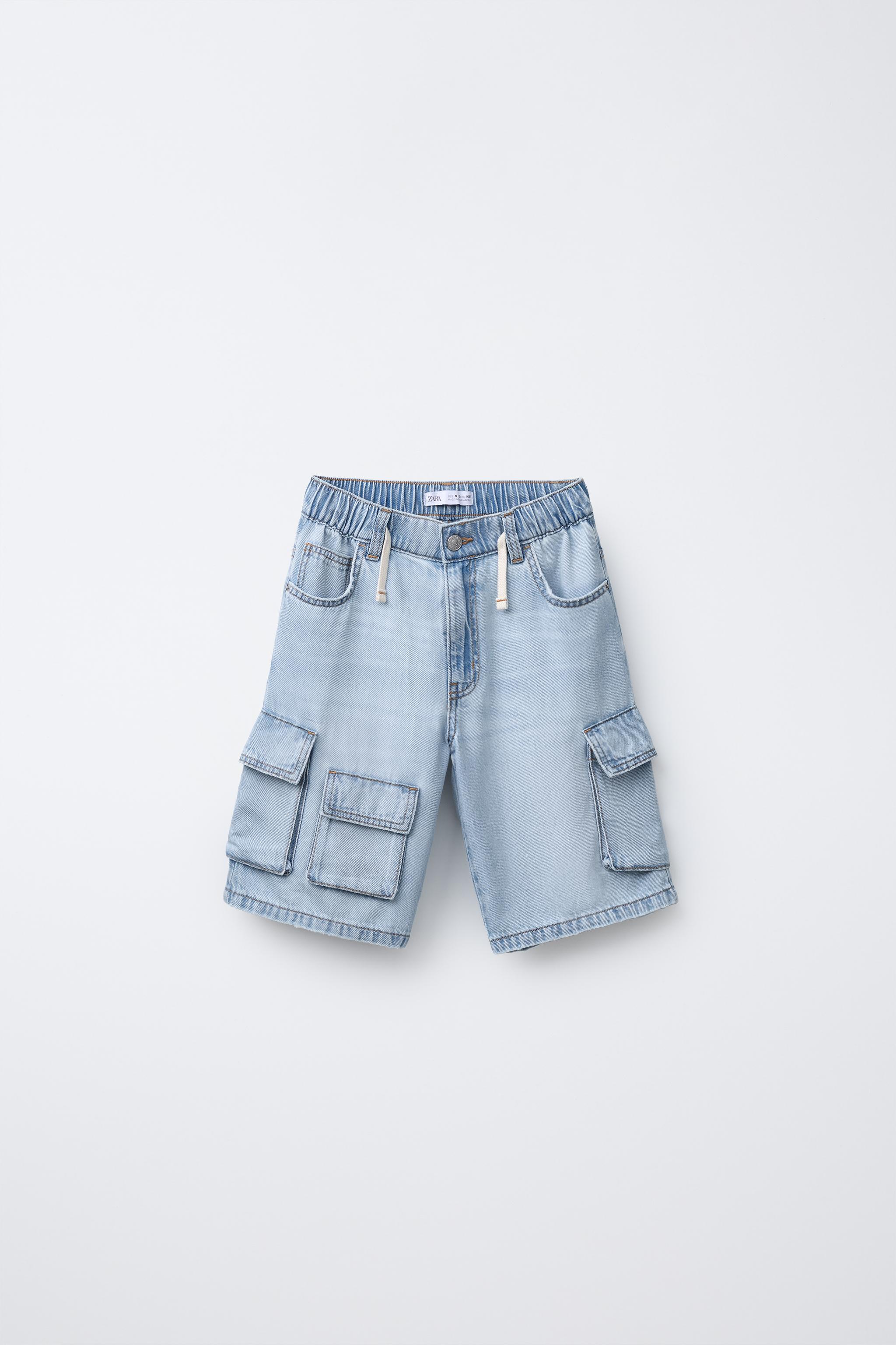 FLOWY LOOSE CARGO DENIM SHORTS