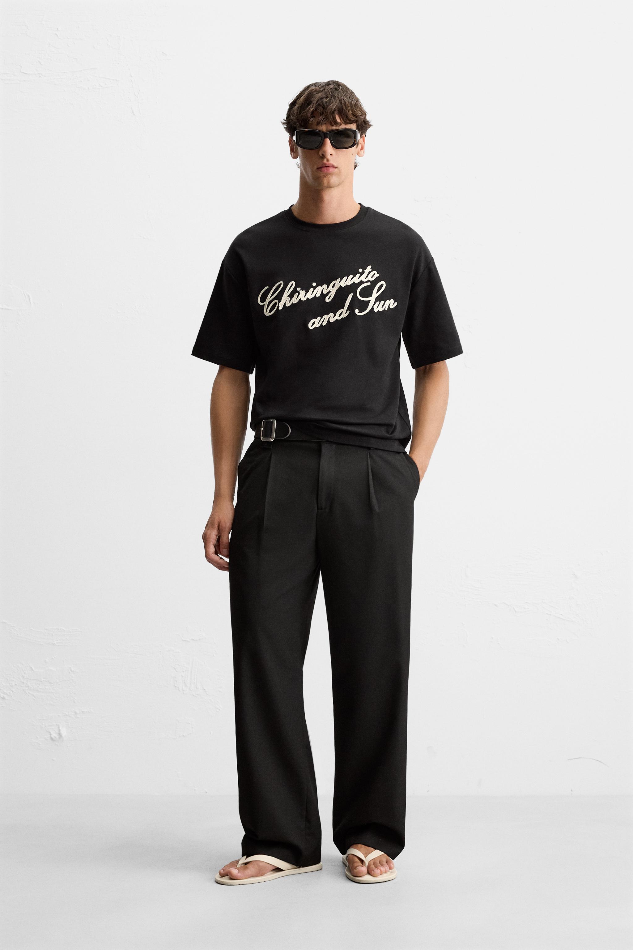 EMBROIDERED TEXT T-SHIRT