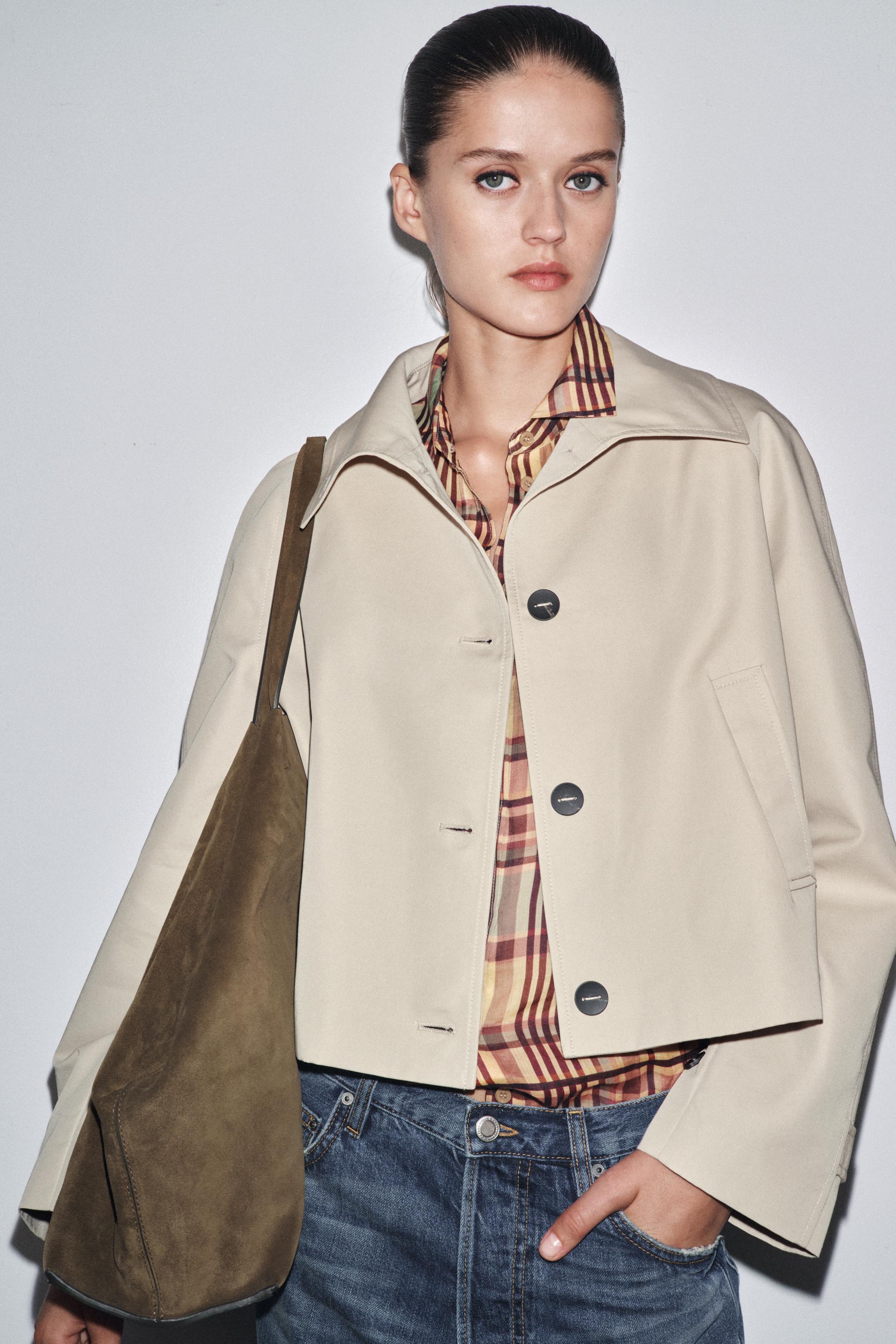 WATER REPELLENT SHORT TRENCH COAT ZW COLLECTION