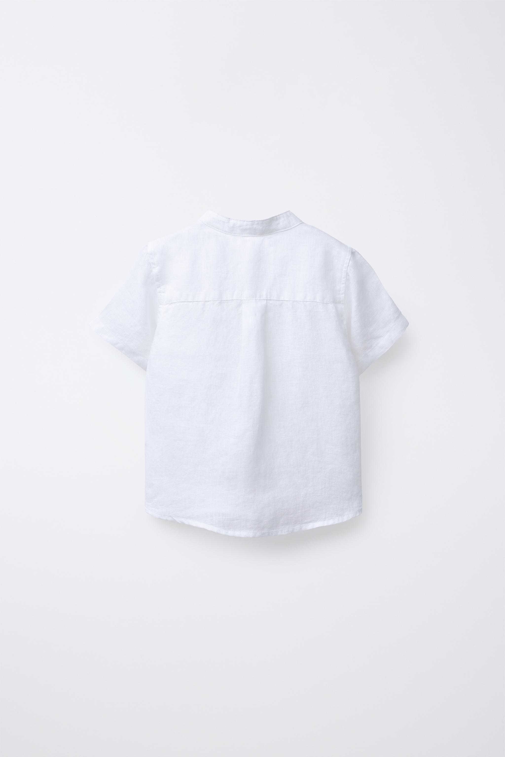 LINEN MANDARIN COLLAR SHIRT