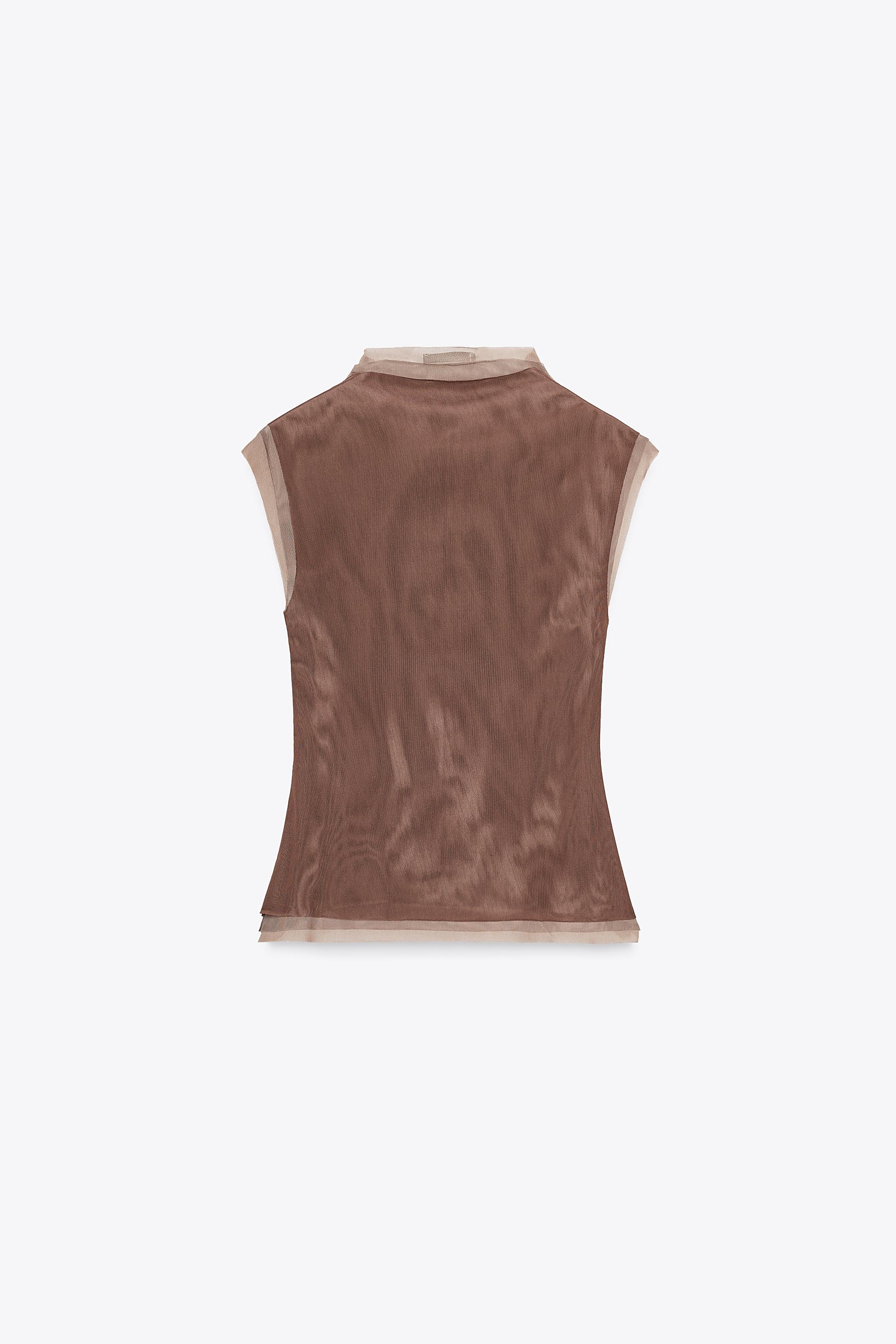 TULLE MOCK NECK T-SHIRT