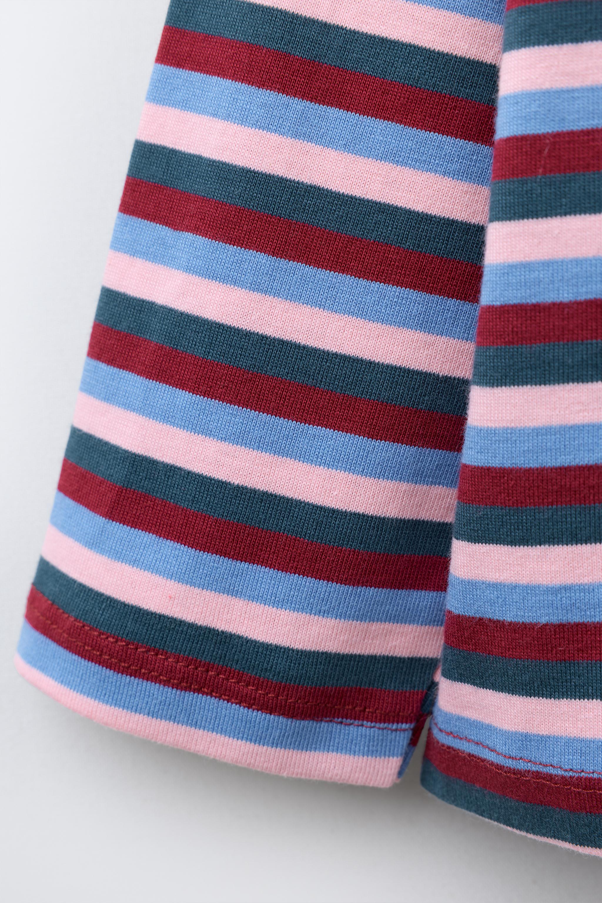 WOVEN STRIPED EMBROIDERED T-SHIRT