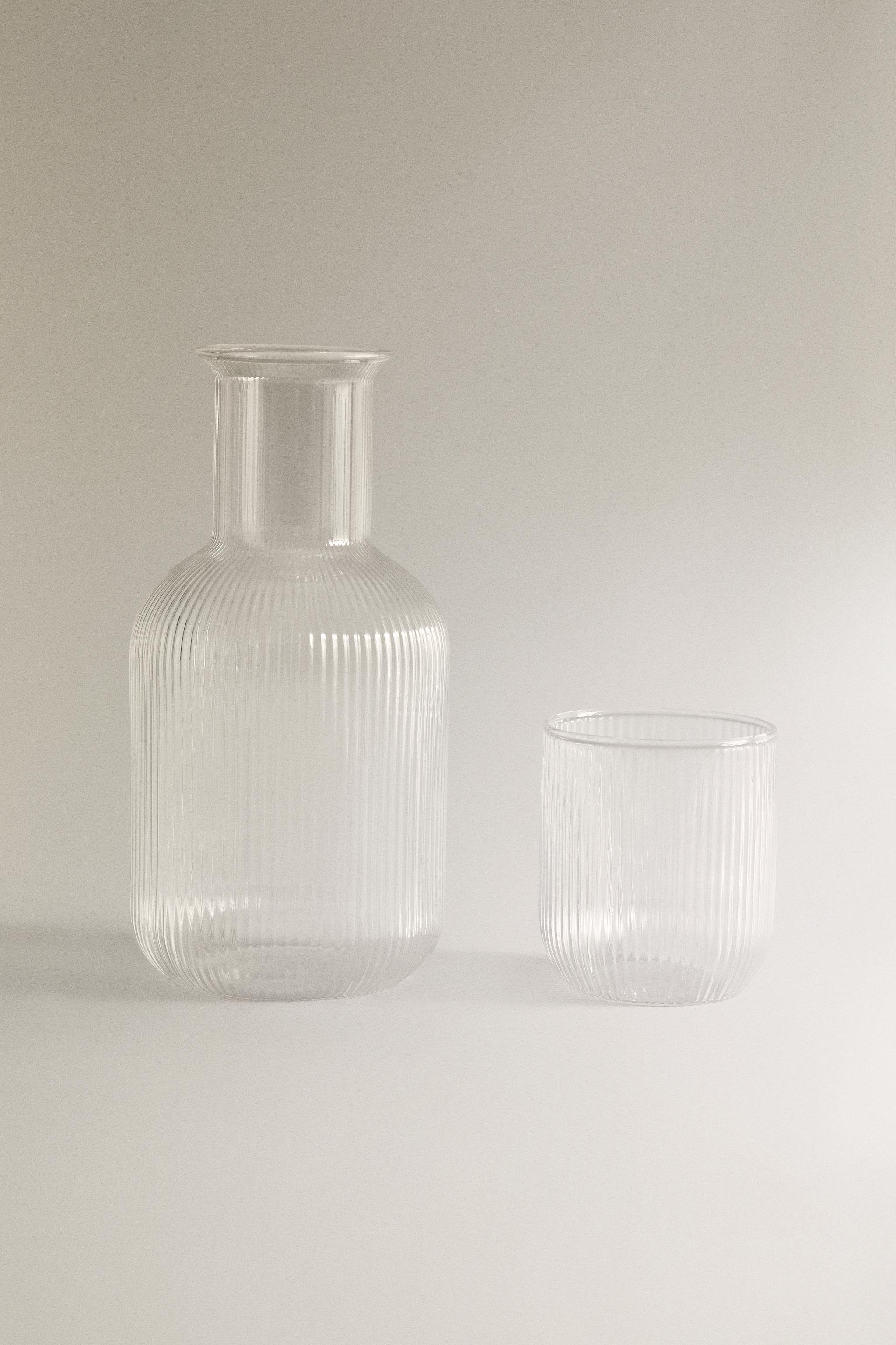 STRIPED BOROSILICATE GLASS NIGHT SET (SET OF 2)