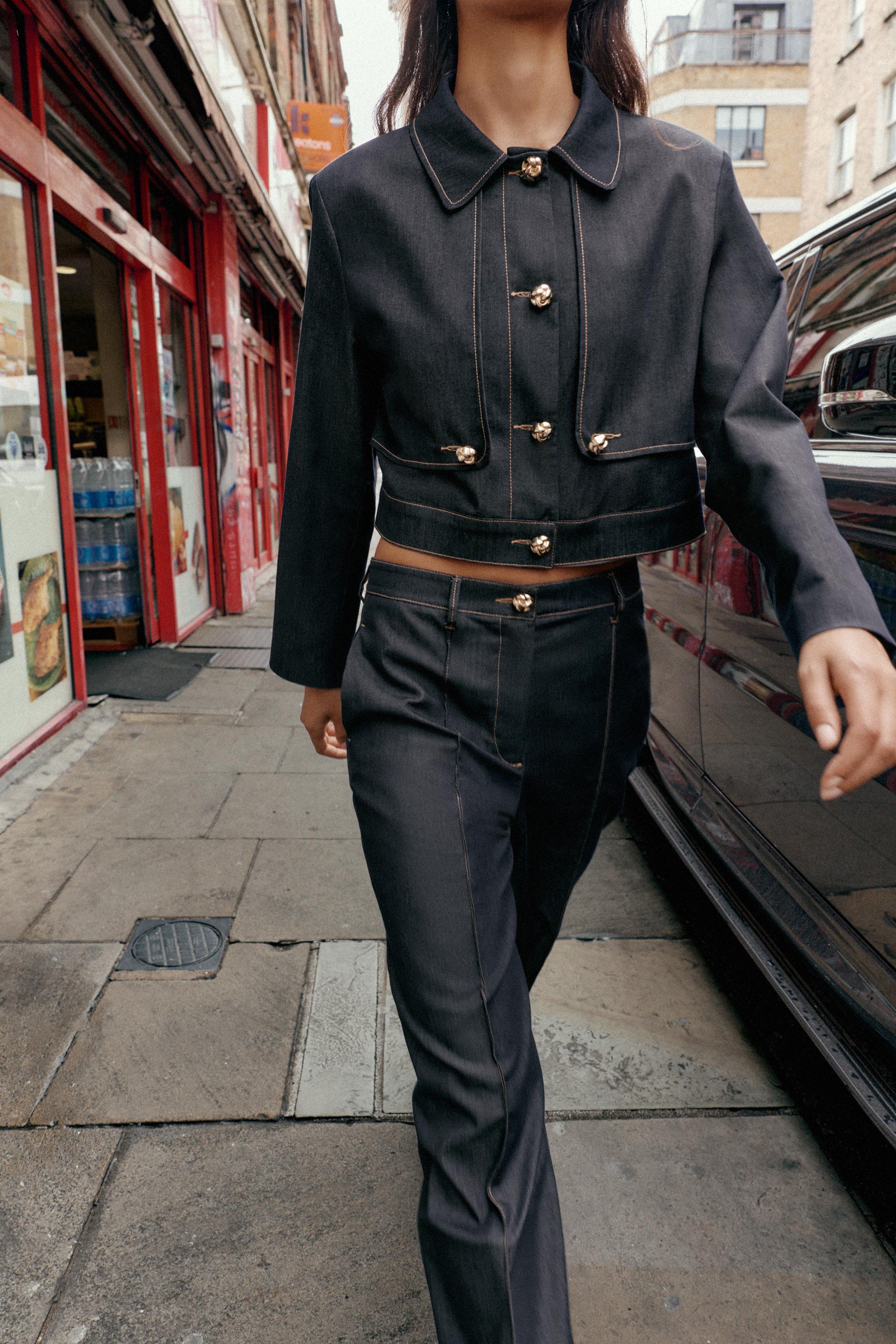 CONTRAST STITCHING SHORT JACKET