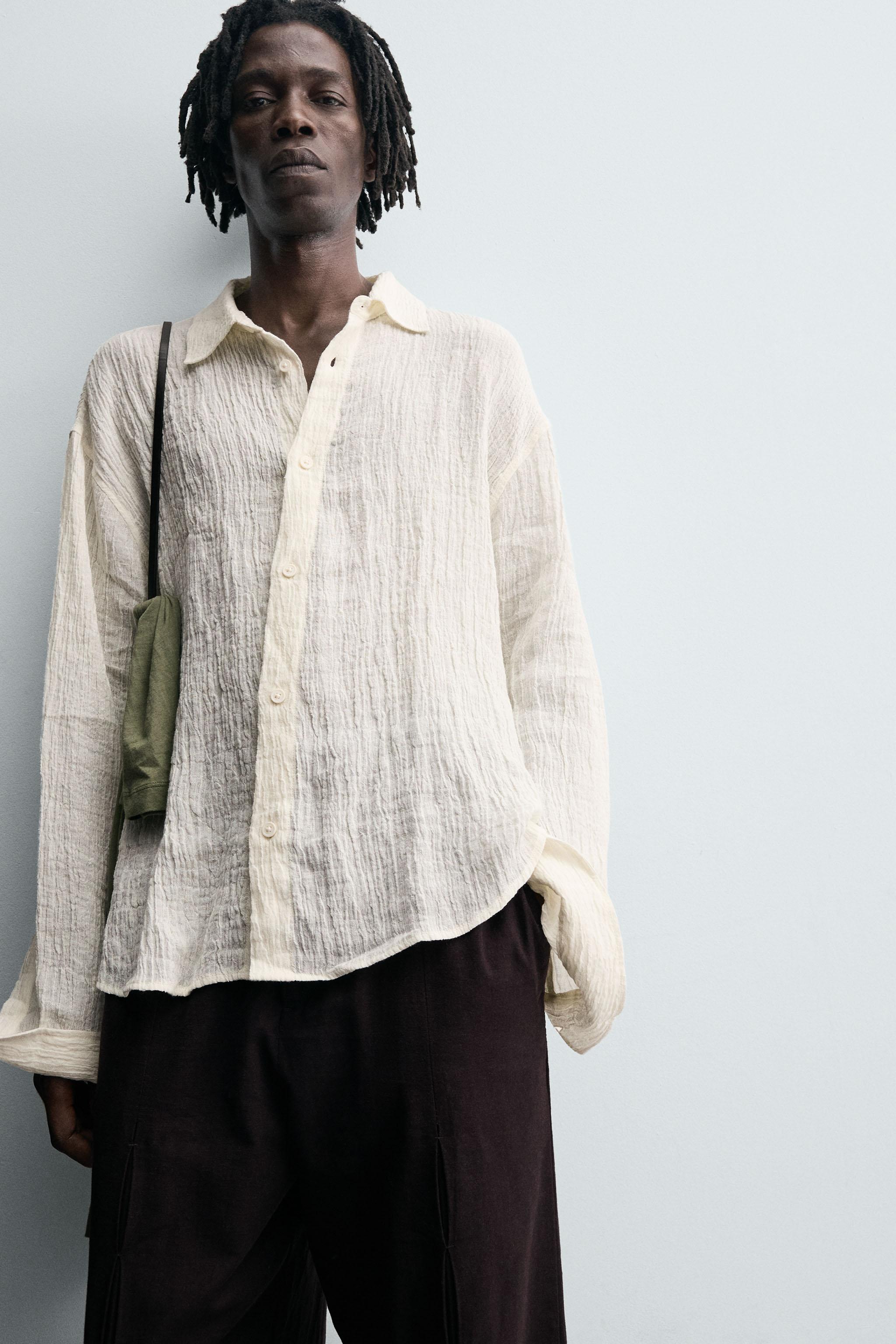 100% CRINKLED LINEN SHIRT