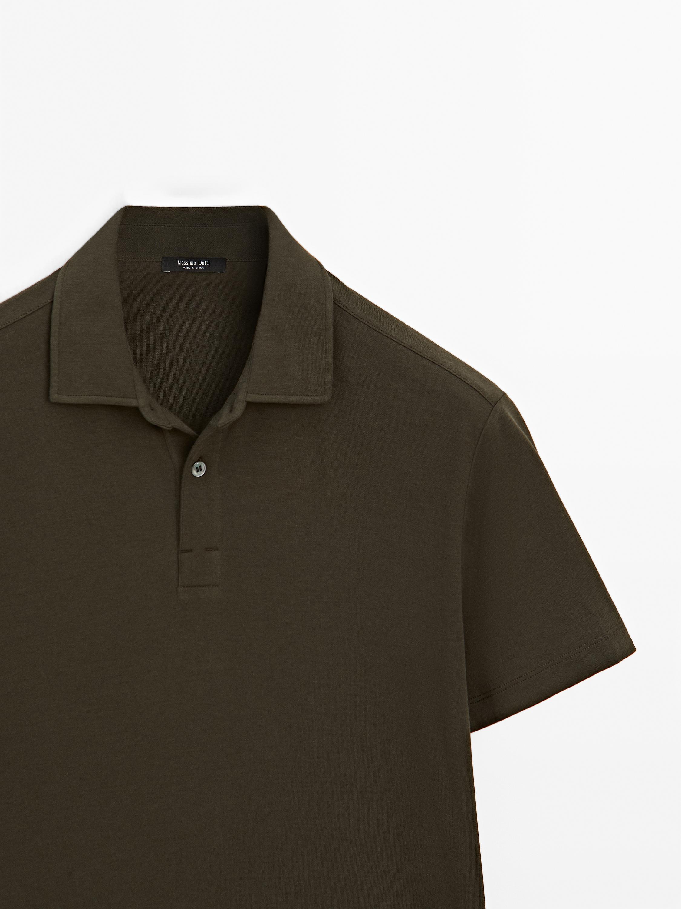 Cotton blend short sleeve polo shirt