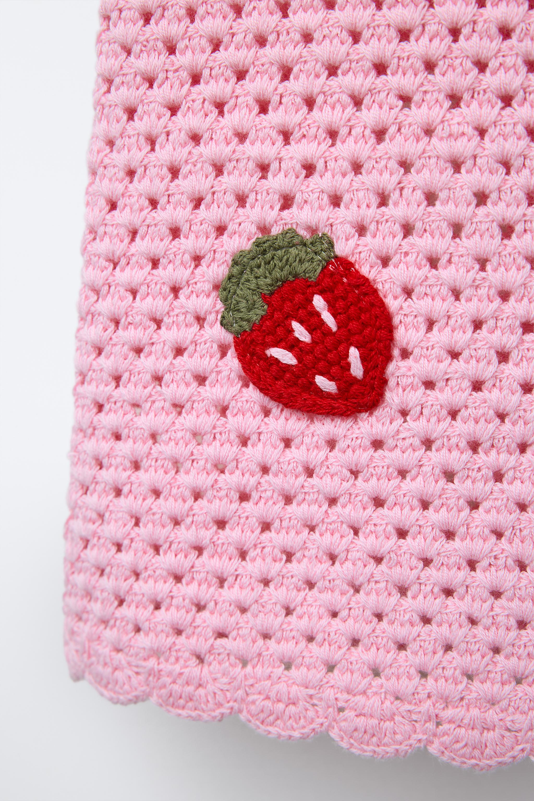 STRAWBERRY CROCHET KNIT DRESS