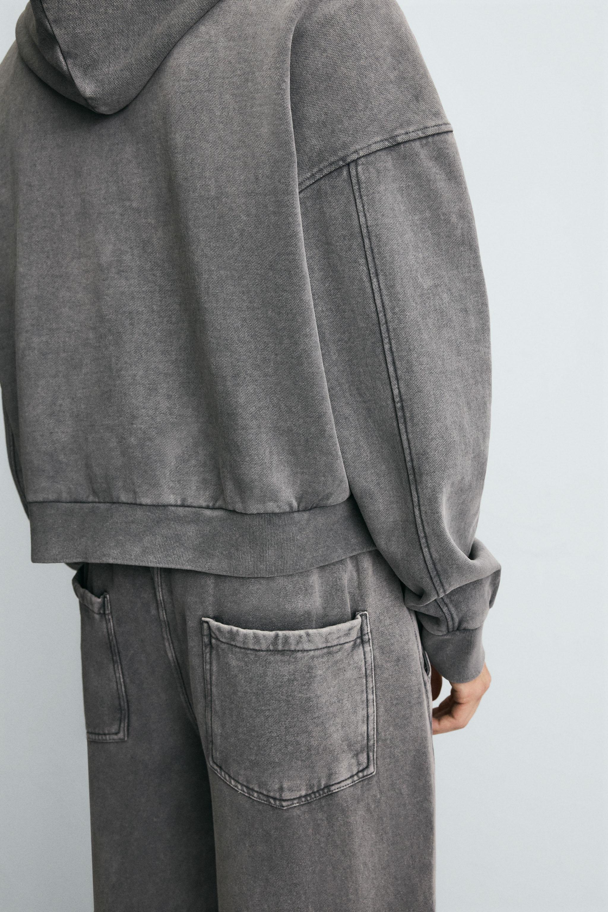 WASHED HOODED ZIP SWEATSHIRT