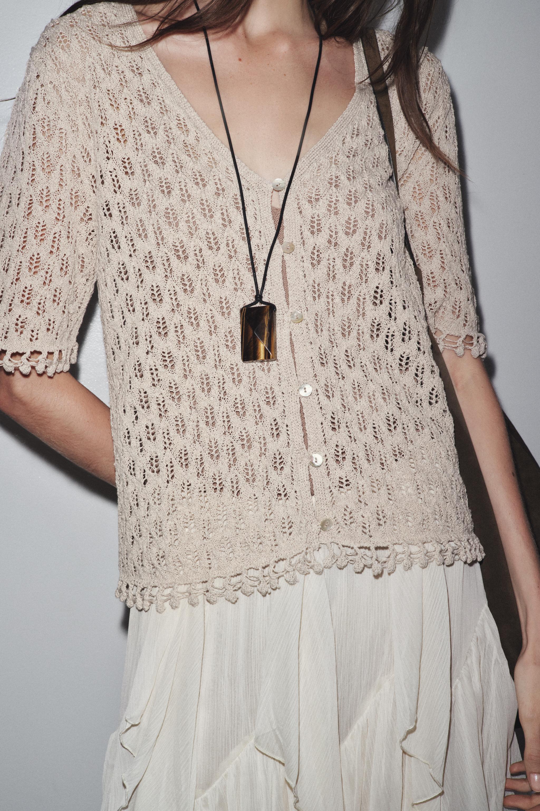 POINTELLE KNIT CARDIGAN