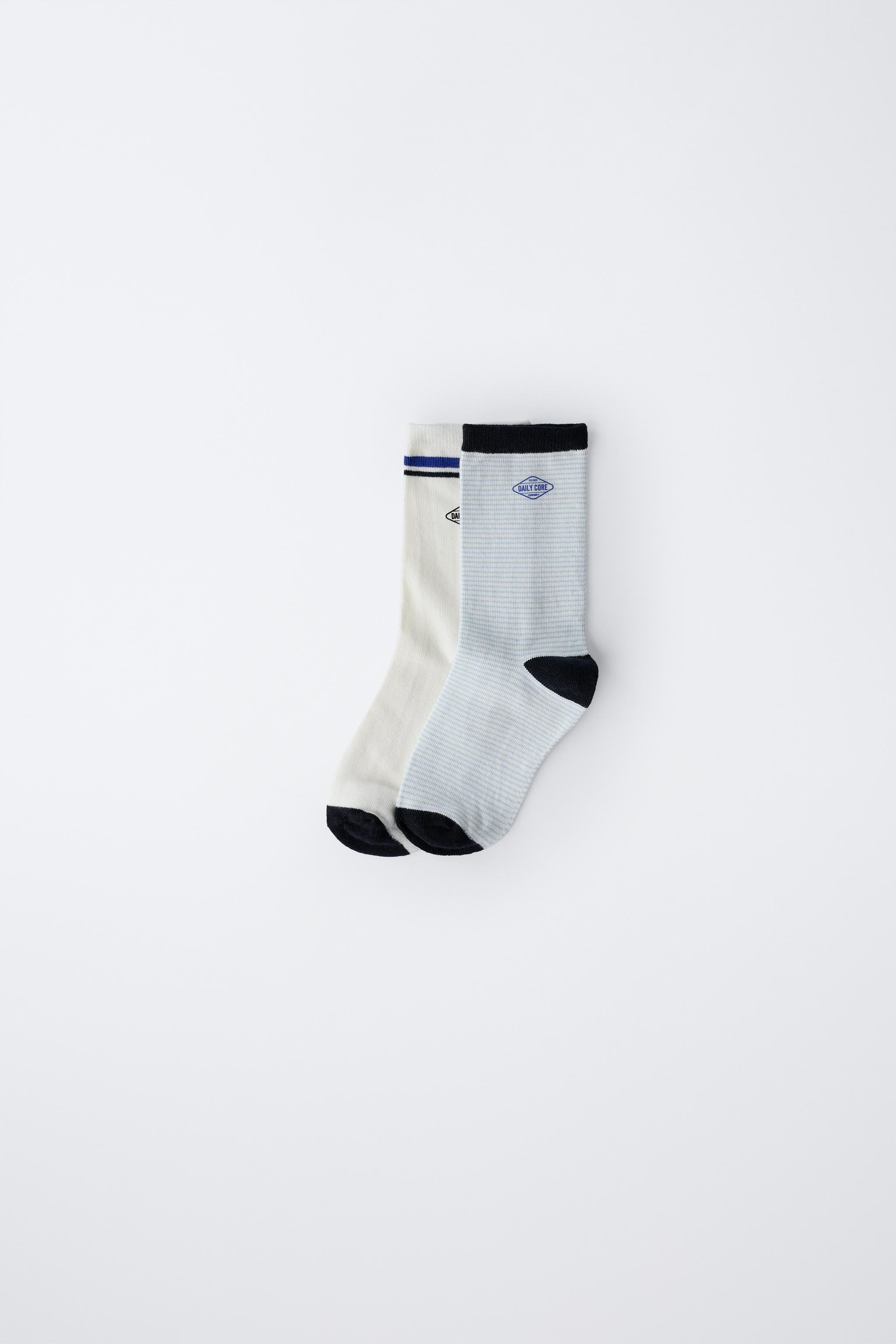 4-14 YEARS/ TWO-PACK OF LOGO AND STRIPED SOCKS