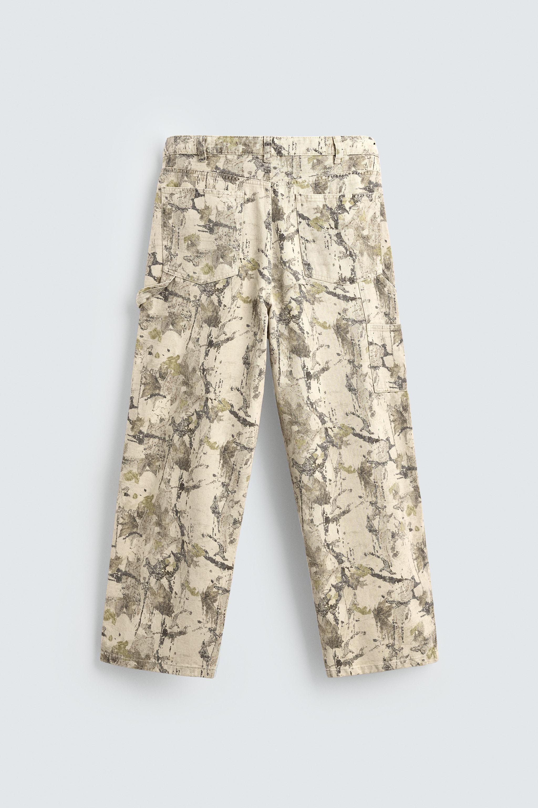 ABSTRACT PRINT BAGGY FIT CARPENTER PANTS
