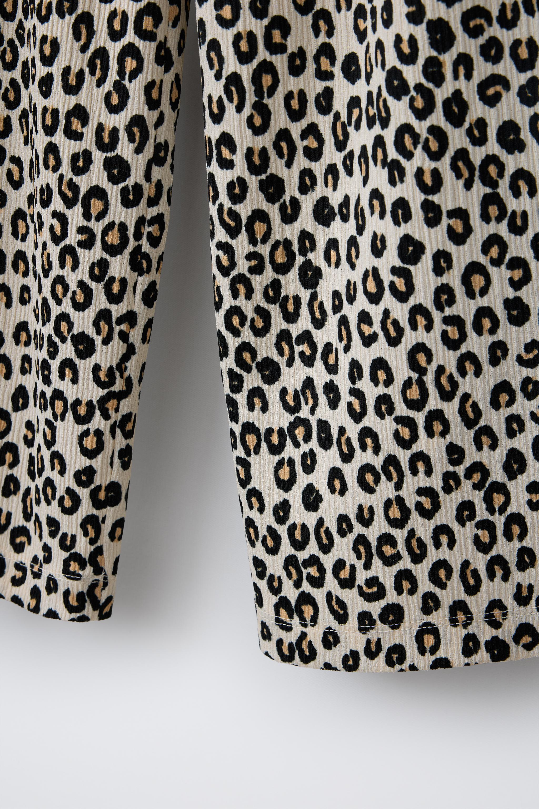 ANIMAL PRINT TEXTURED WIDE LEG PANTS