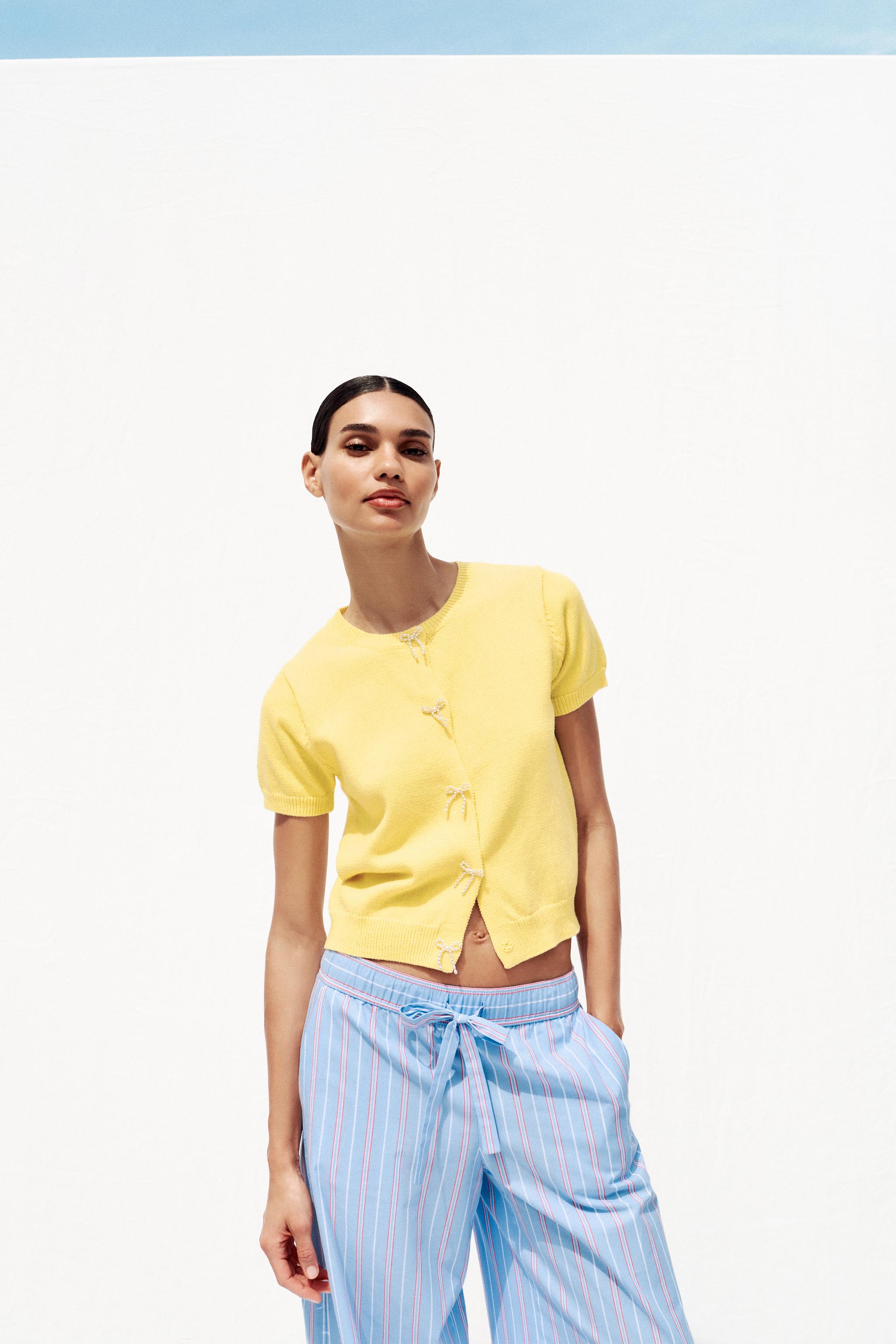 PEARL BOW KNIT CARDIGAN