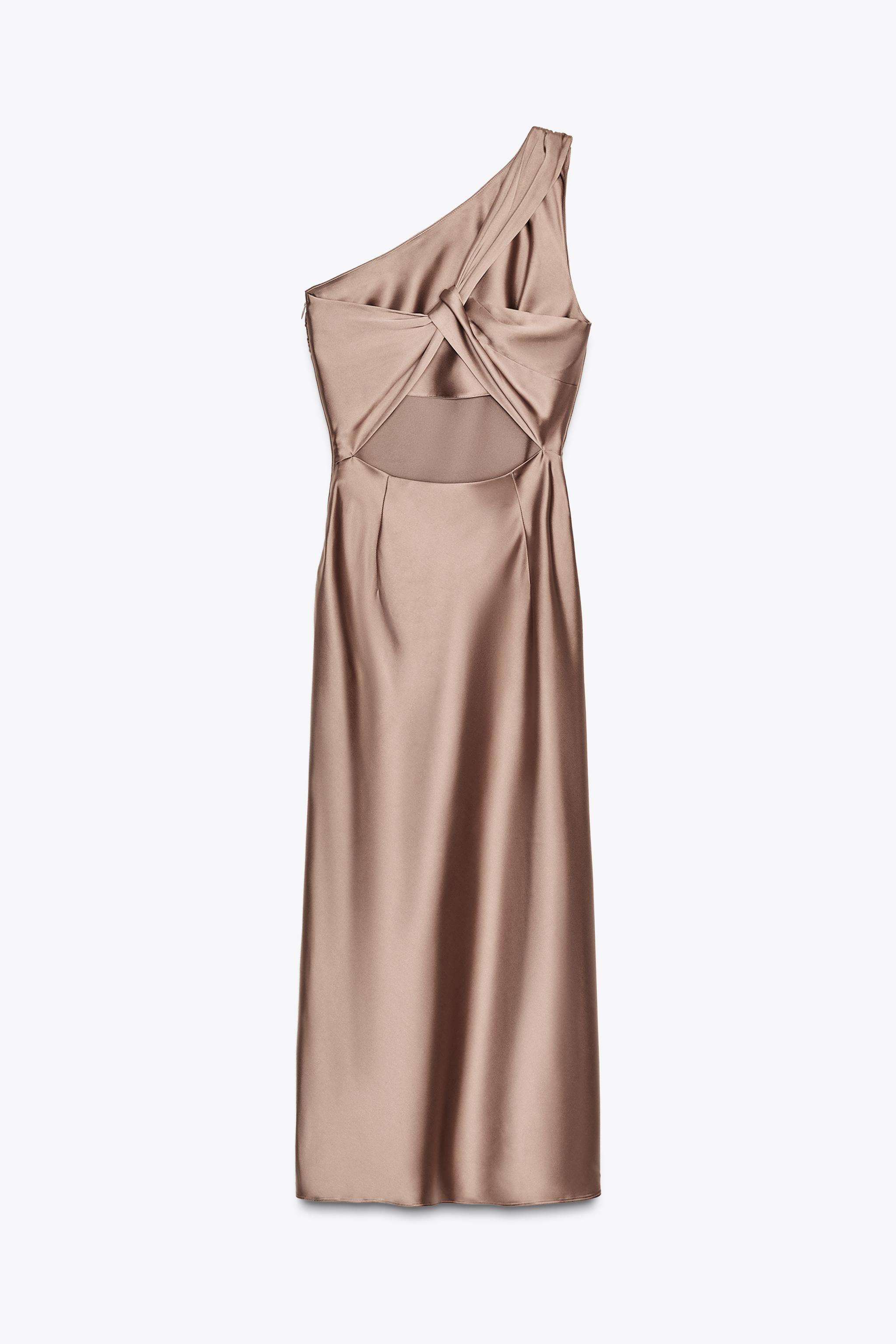 ASYMMETRIC SATIN EFFECT MAXI DRESS