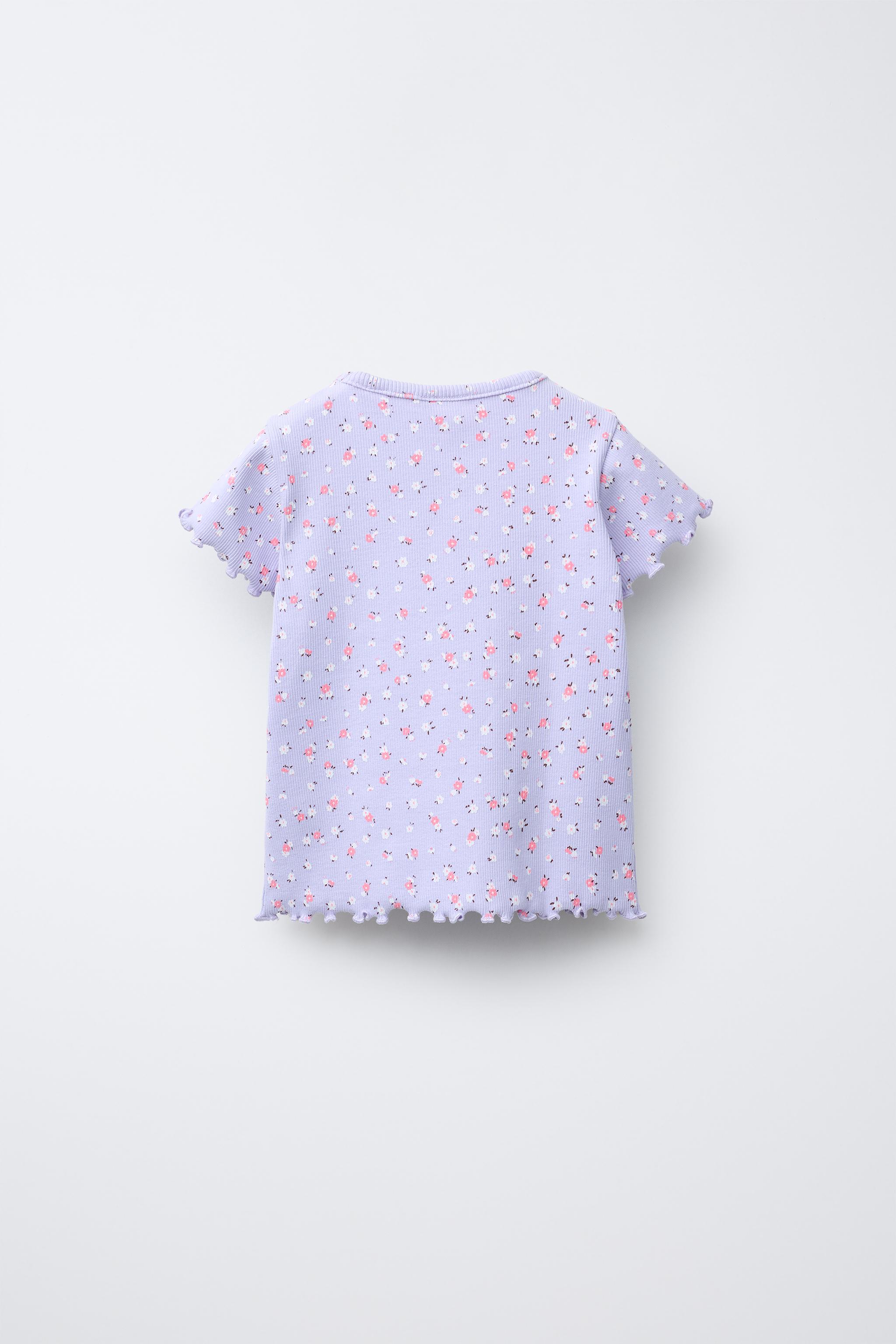 TWO-PACK OF RIBBED FLORAL T-SHIRTS