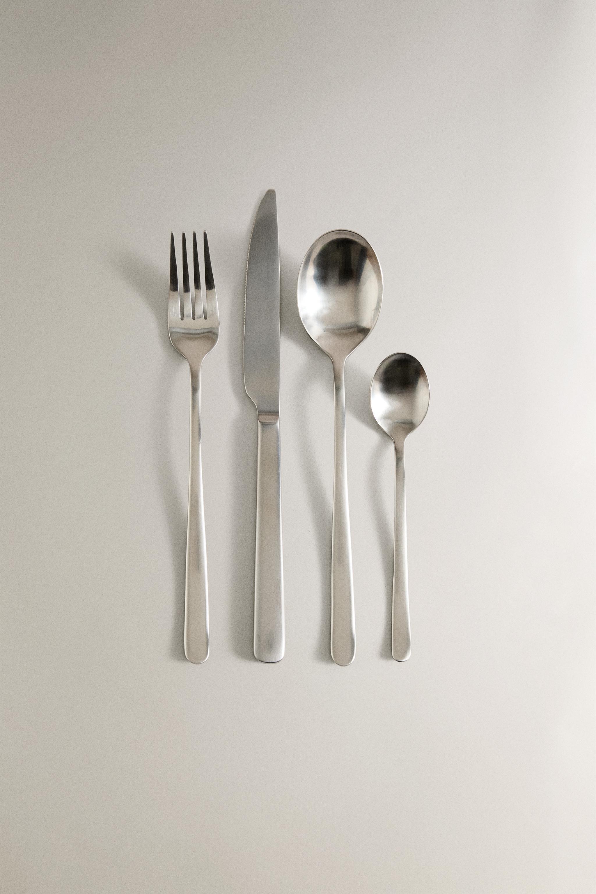 4-PIECE MATTE STEEL FLATWARE SET