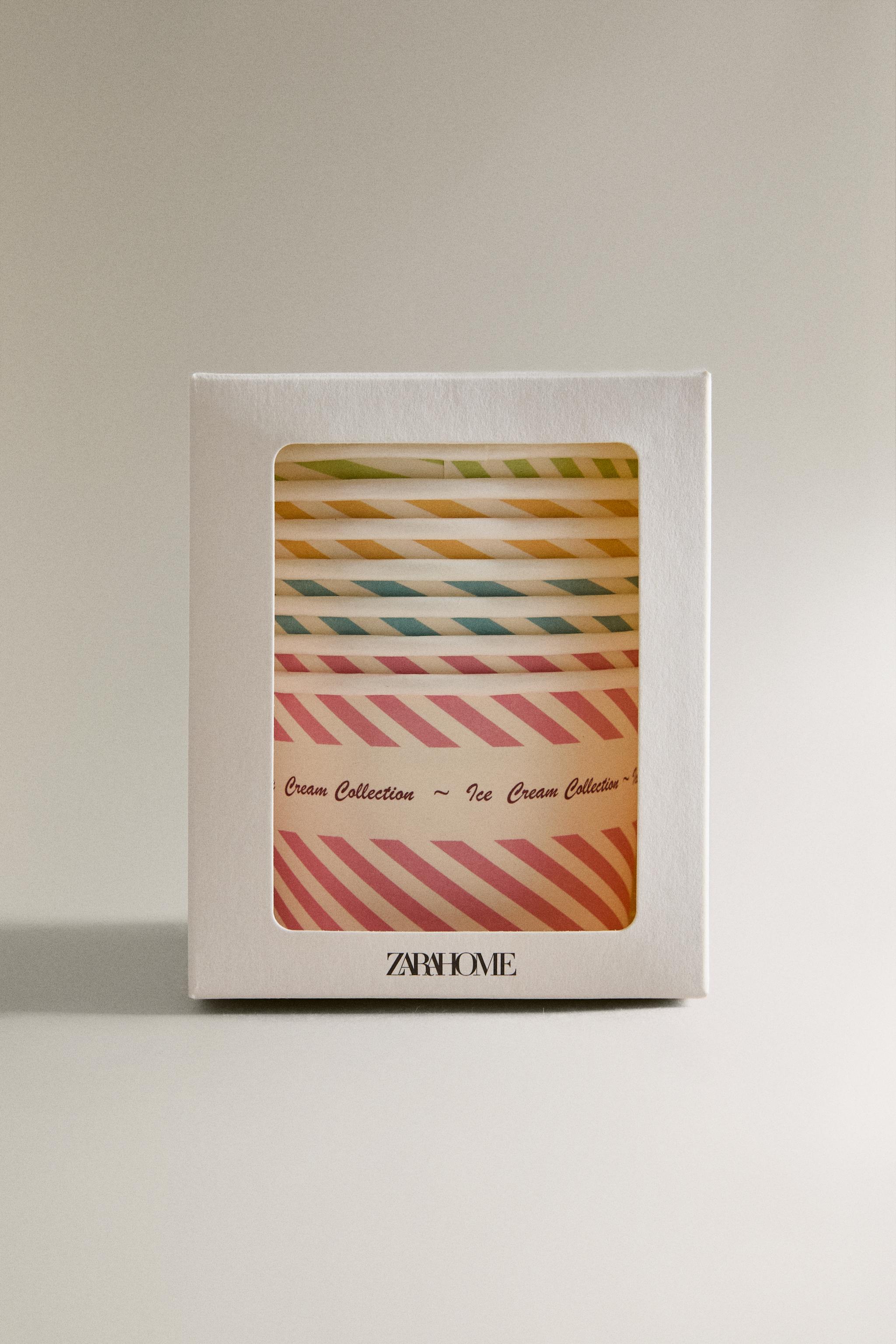 SET OF STRIPED ICE CREAM CUPS (SET OF 8)