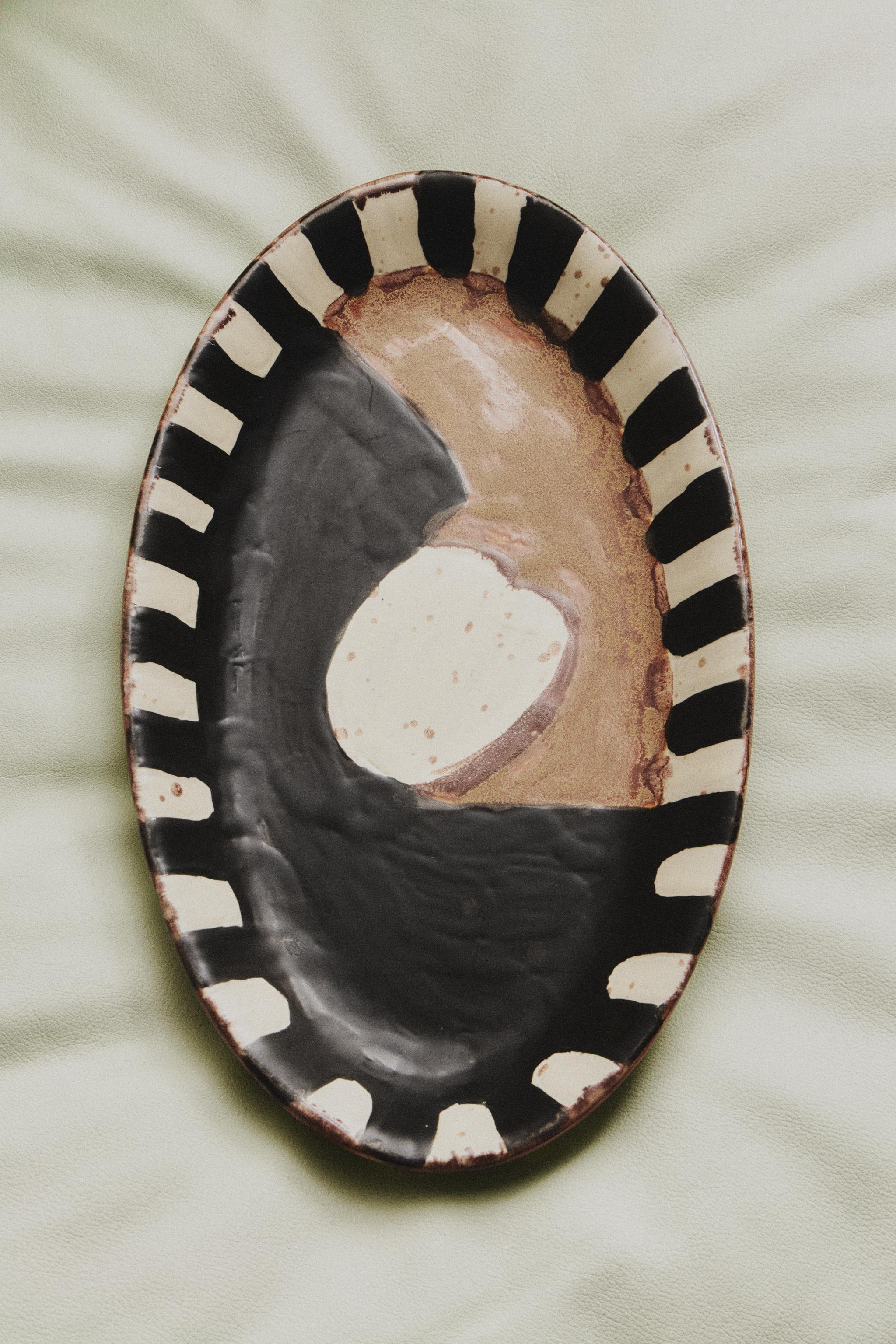 PAINTED STONEWARE TRAY