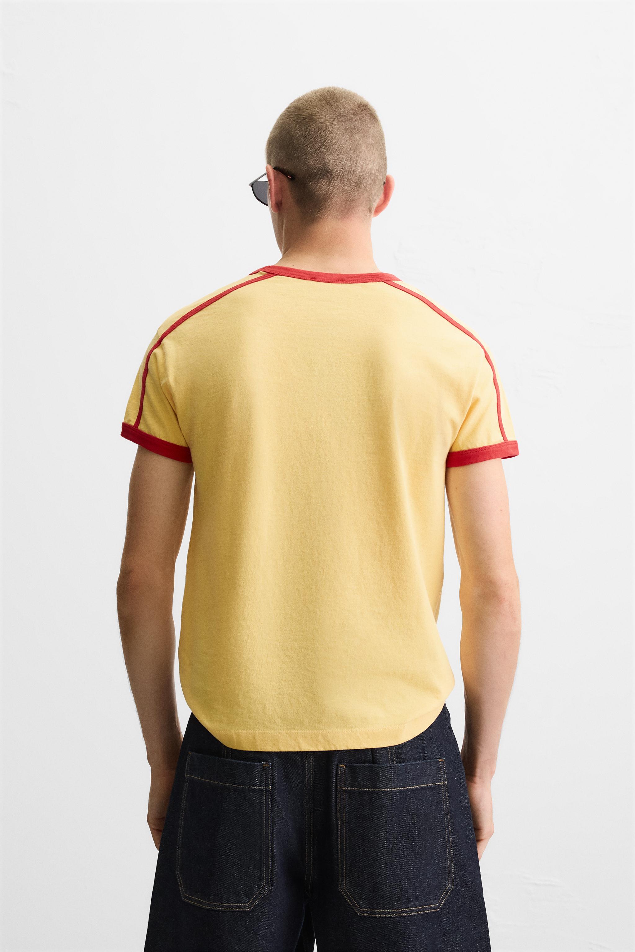 CONTRAST TEXT RIB T-SHIRT