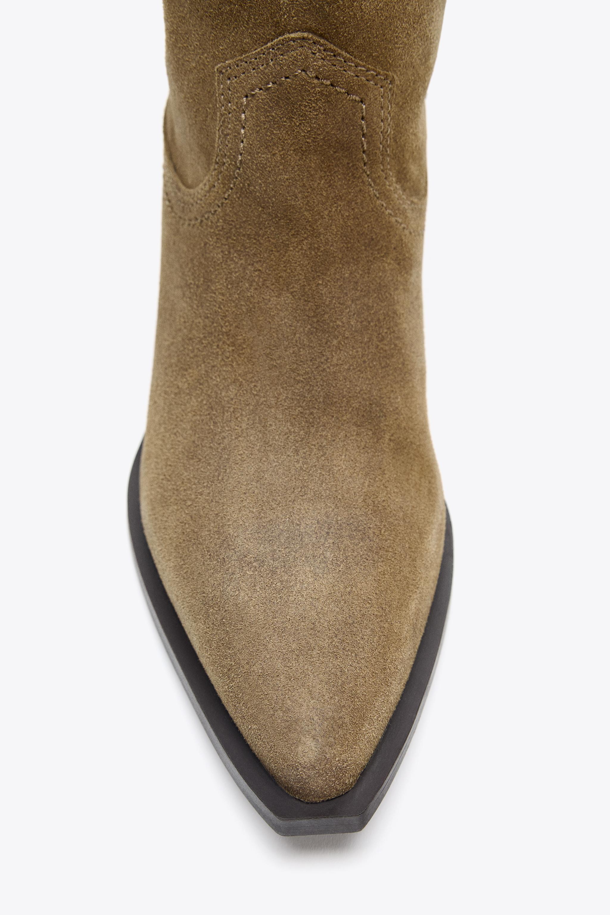 SPLIT LEATHER HIGH-HEELED BOOTS