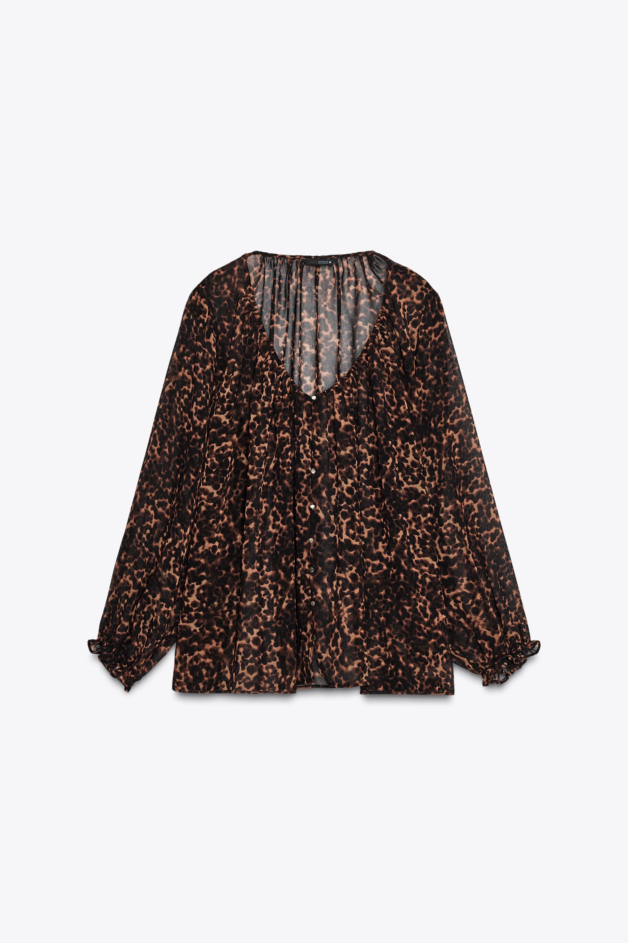 ANIMAL PRINT SEMI-SHEER BLOUSE