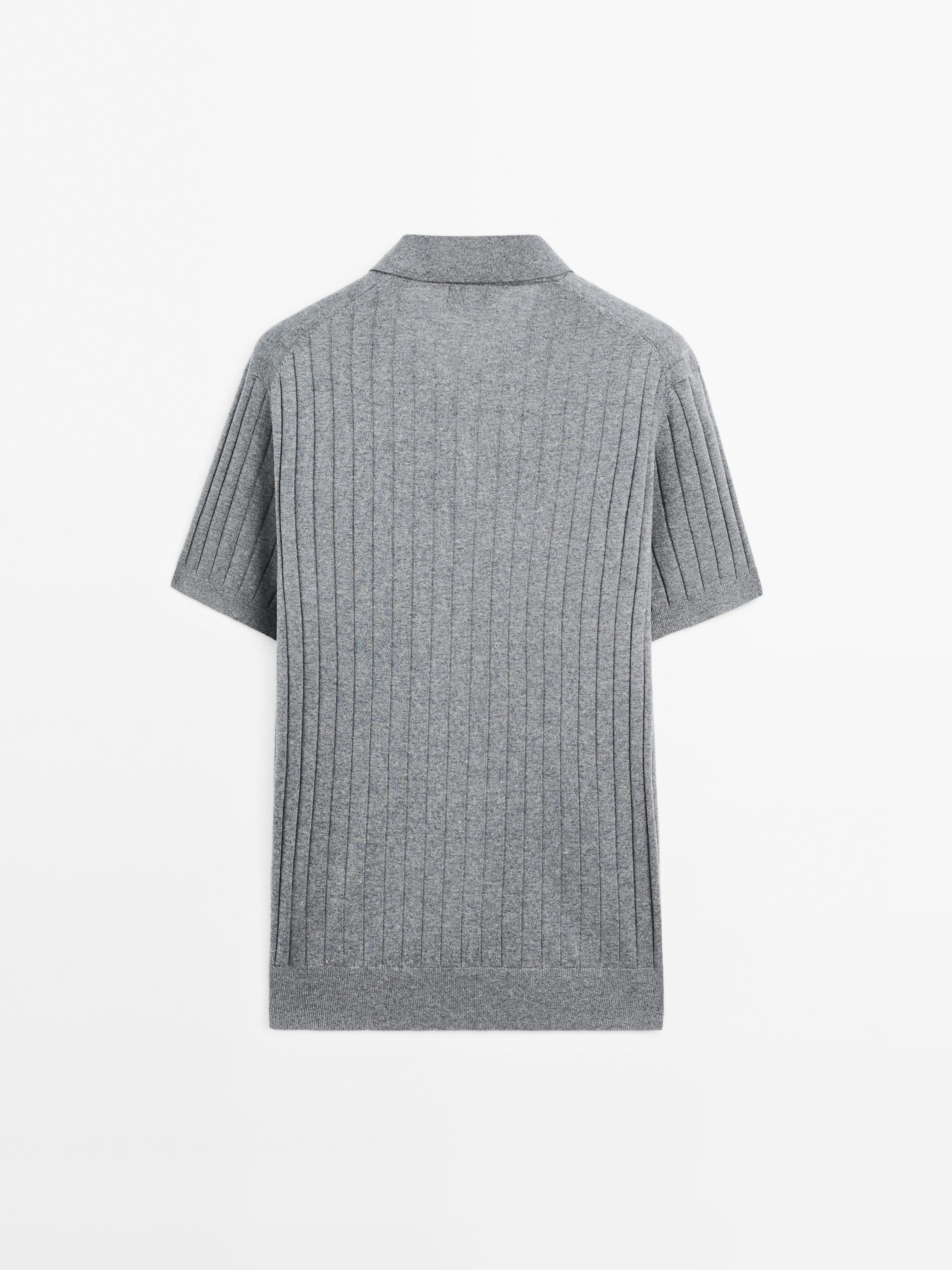 Ribbed knit polo shirt