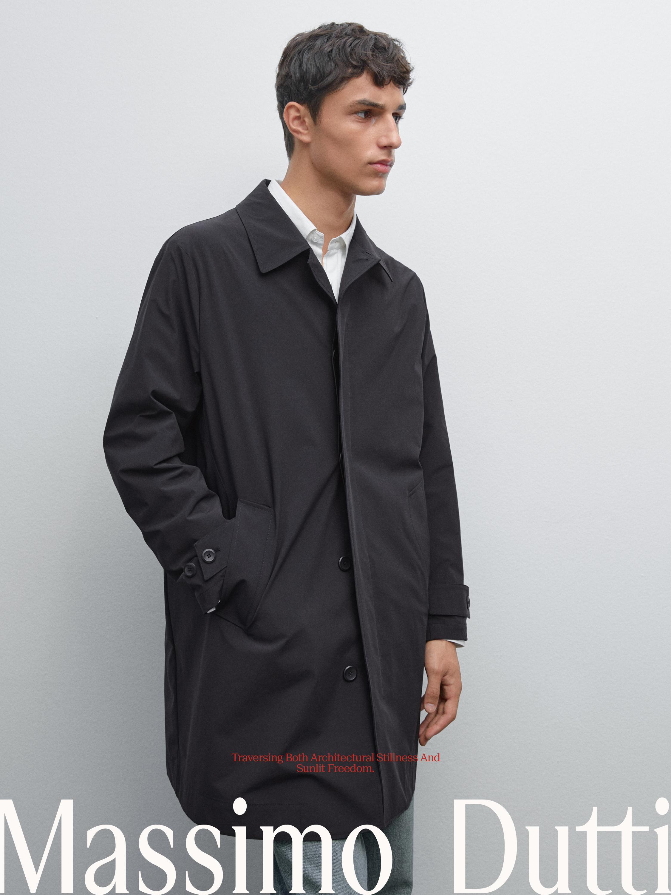 Lightweight trench coat with hidden buttons