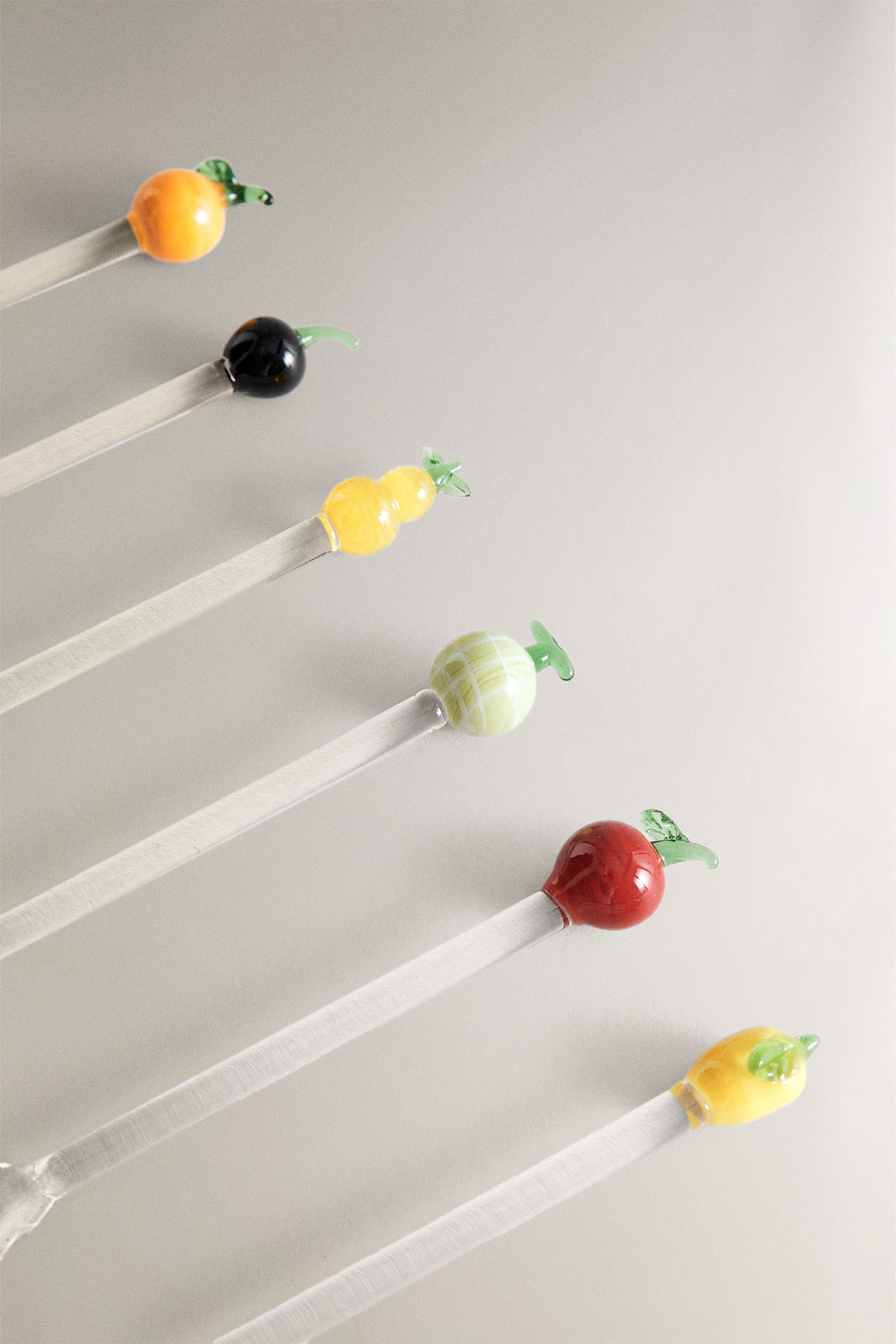 SET OF GLASS FRUIT DESSERT SPOONS (SET OF 6)