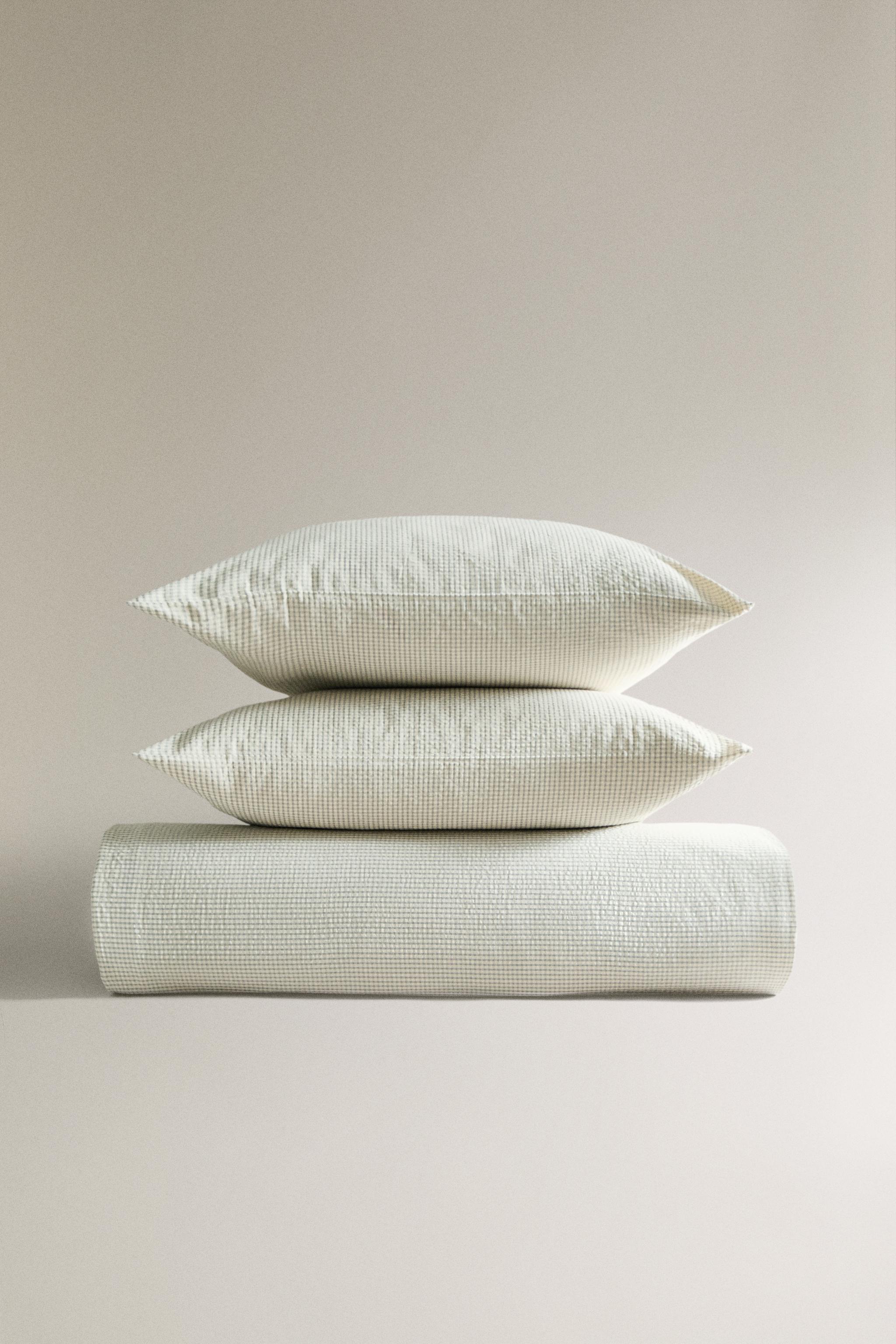 COTTON SEERSUCKER CHECK DUVET COVER