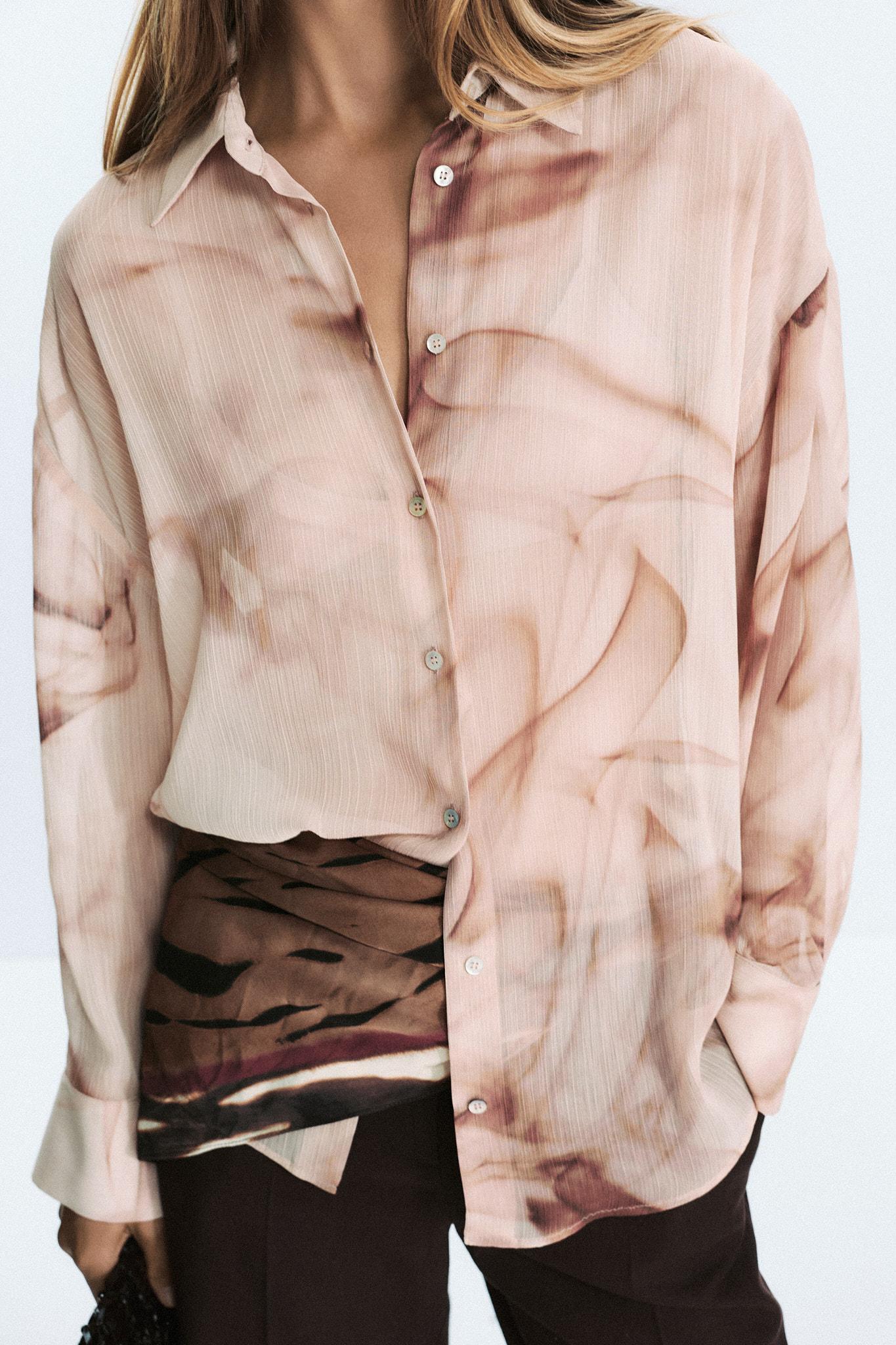 TIE-DYE PRINT COTTON GAUZE BLOUSE