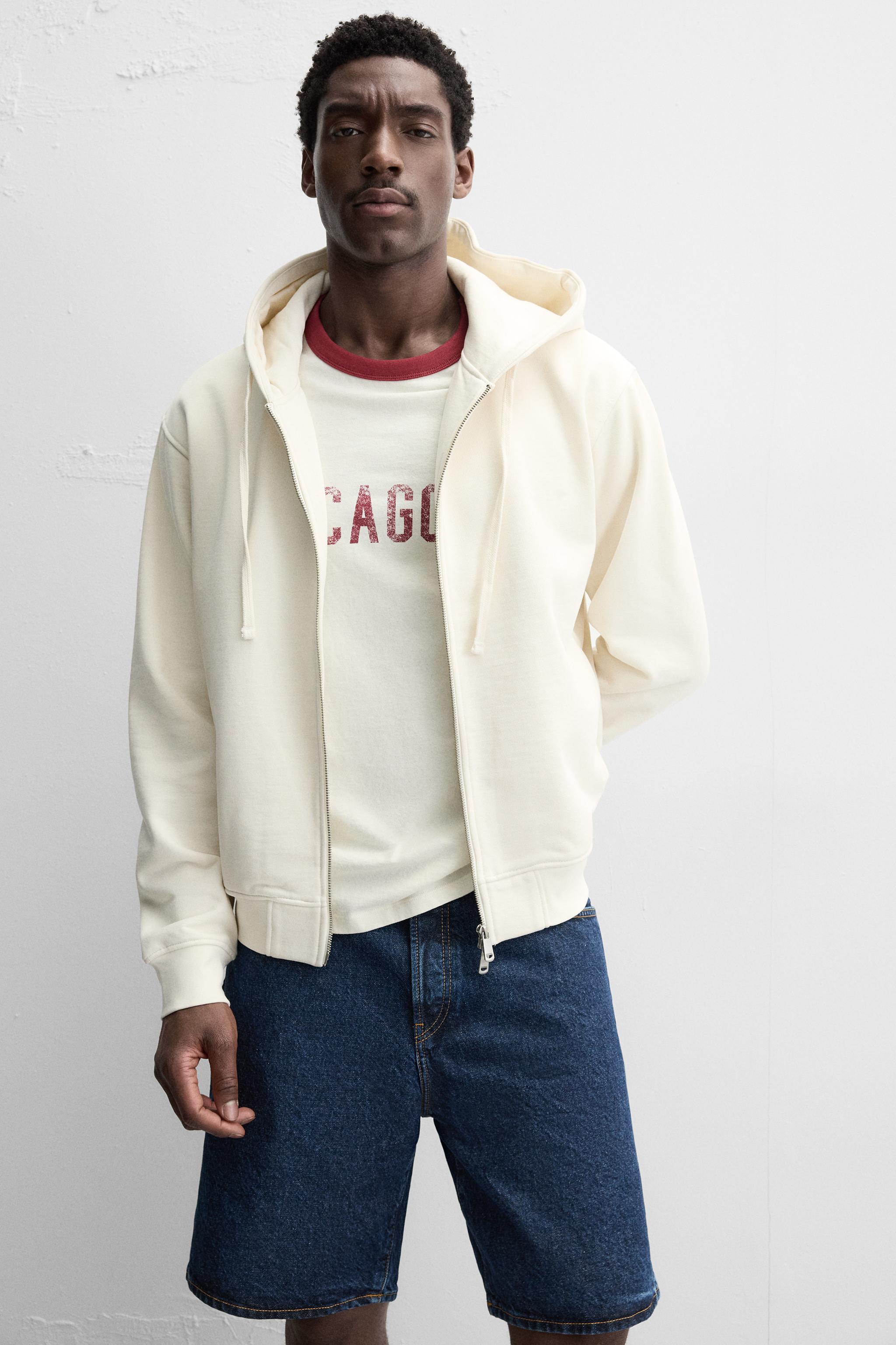 BASIC HOODED ZIP-UP SWEATSHIRT