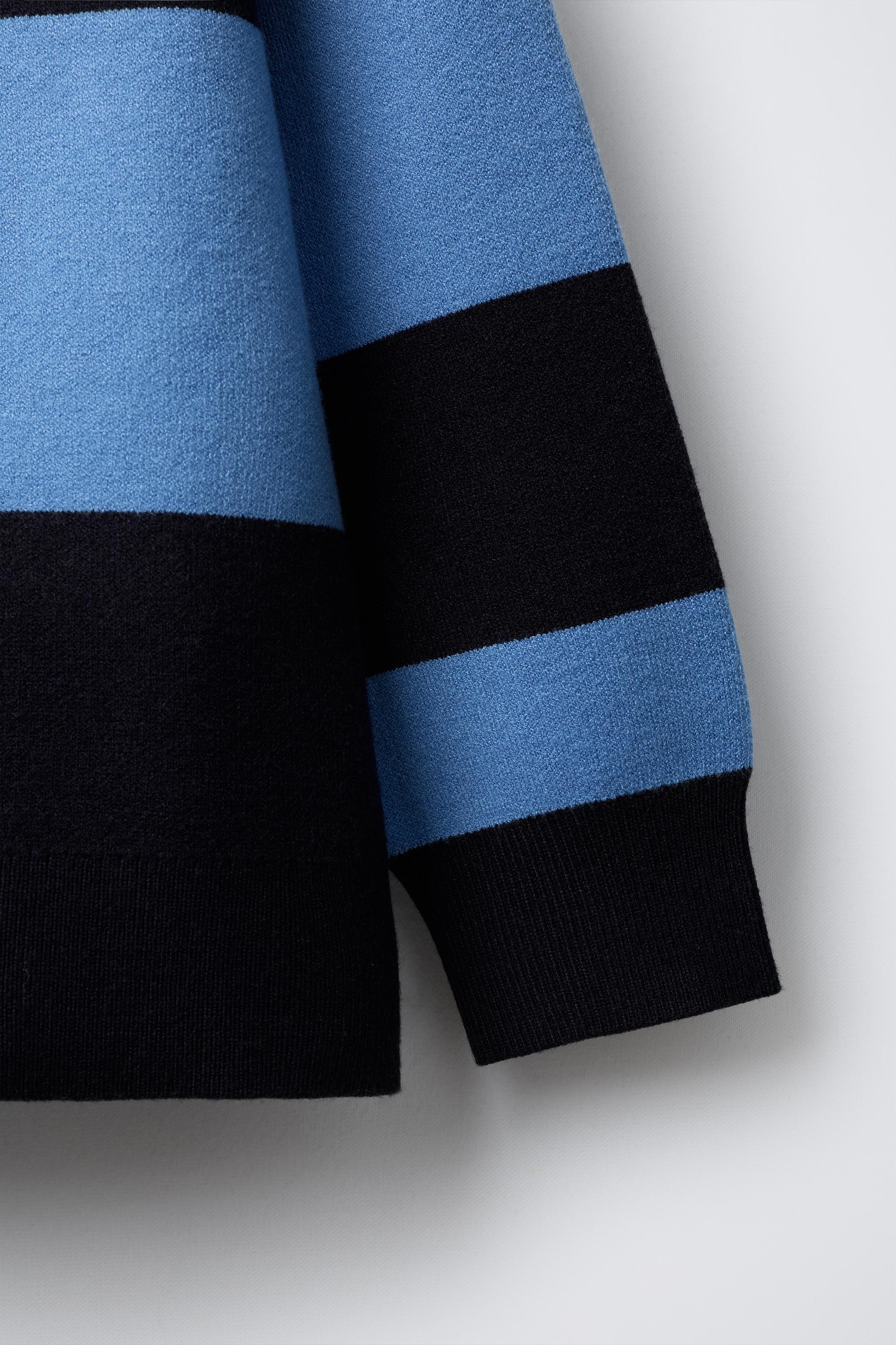 STRIPED VARSITY KNIT POLO SWEATER