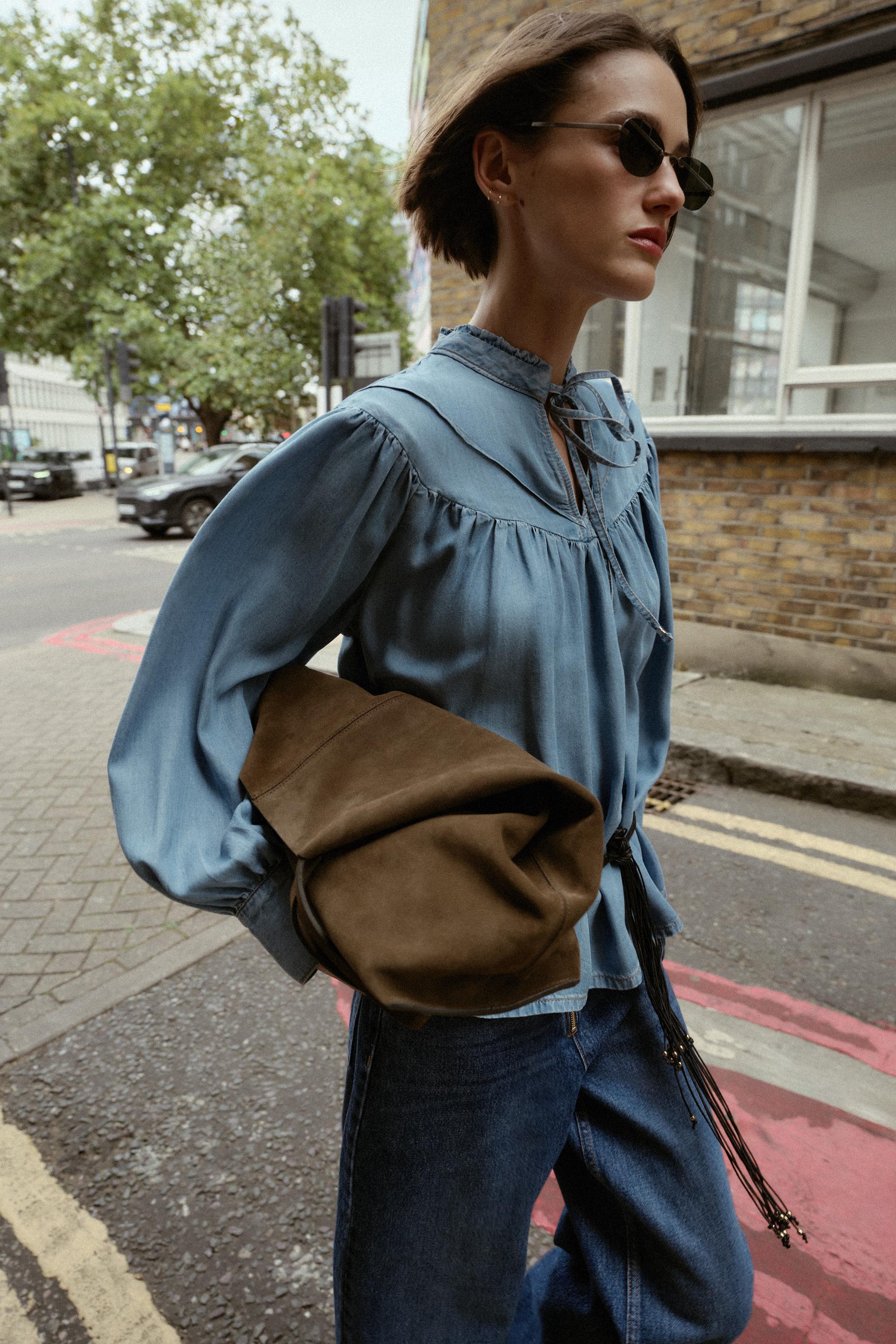OVERSIZED FLOWY DENIM SHIRT