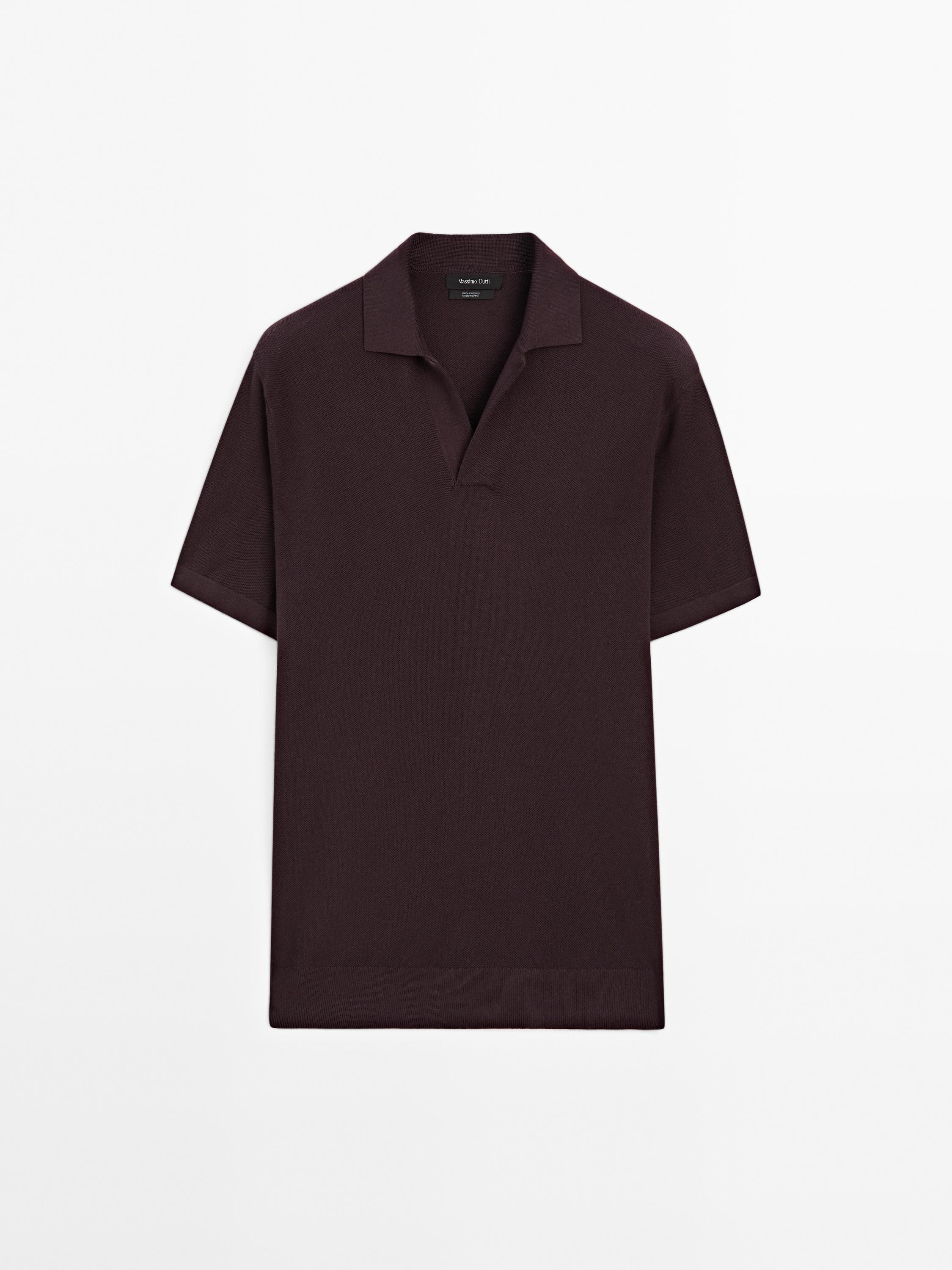 Knit V-neck polo shirt