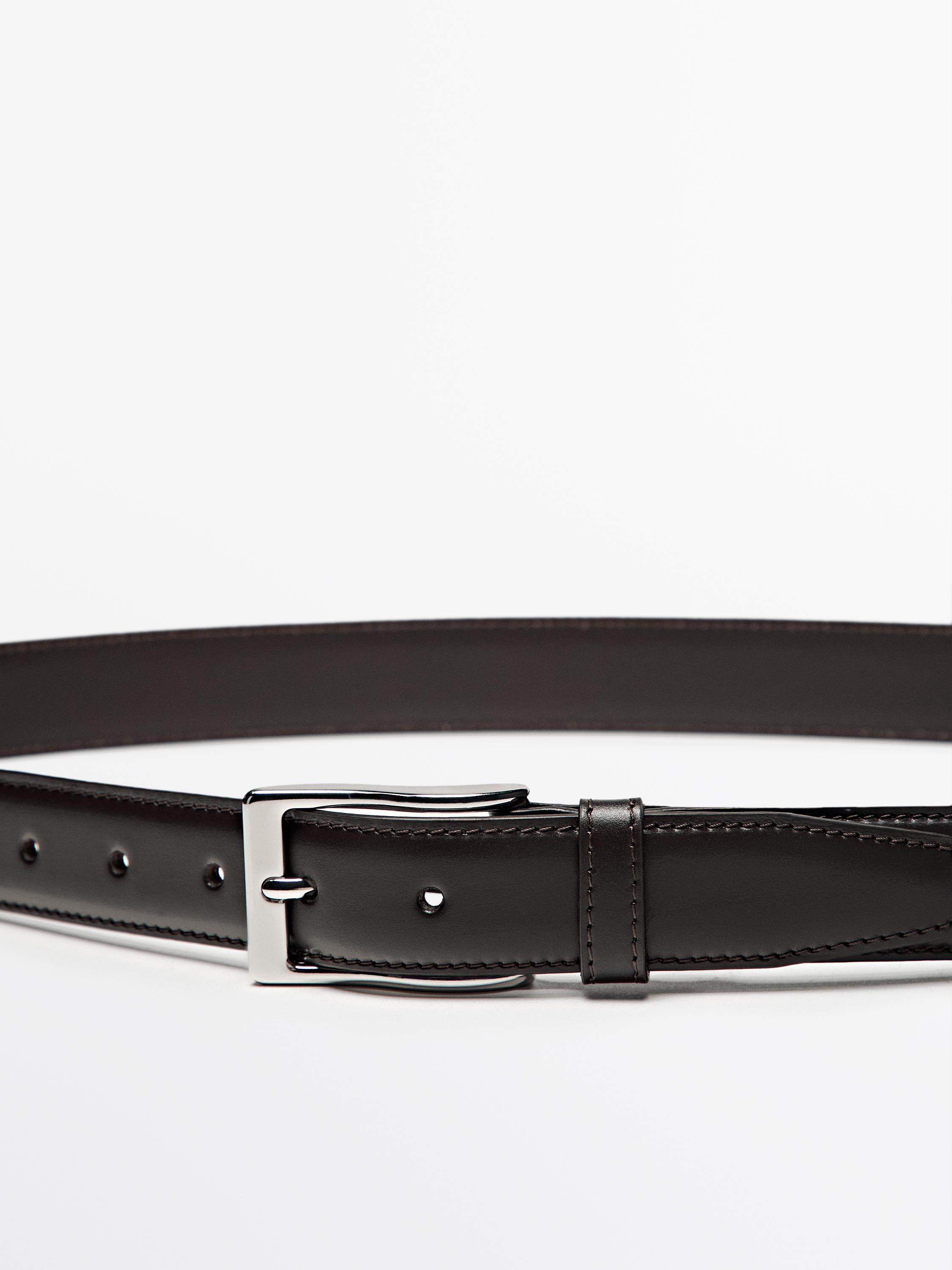 Smart nappa leather belt with topstitching