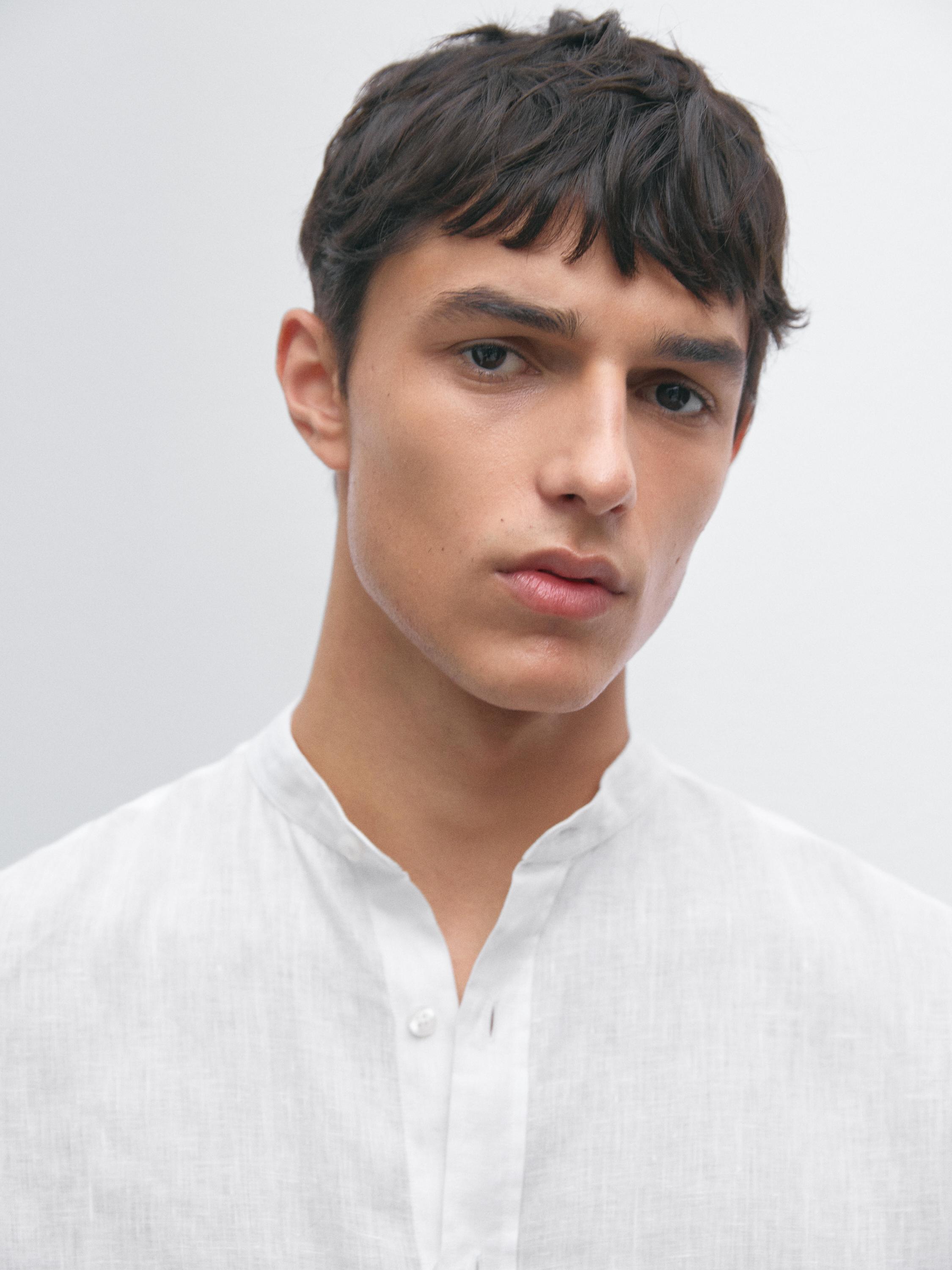 Regular-fit shirt with stand collar