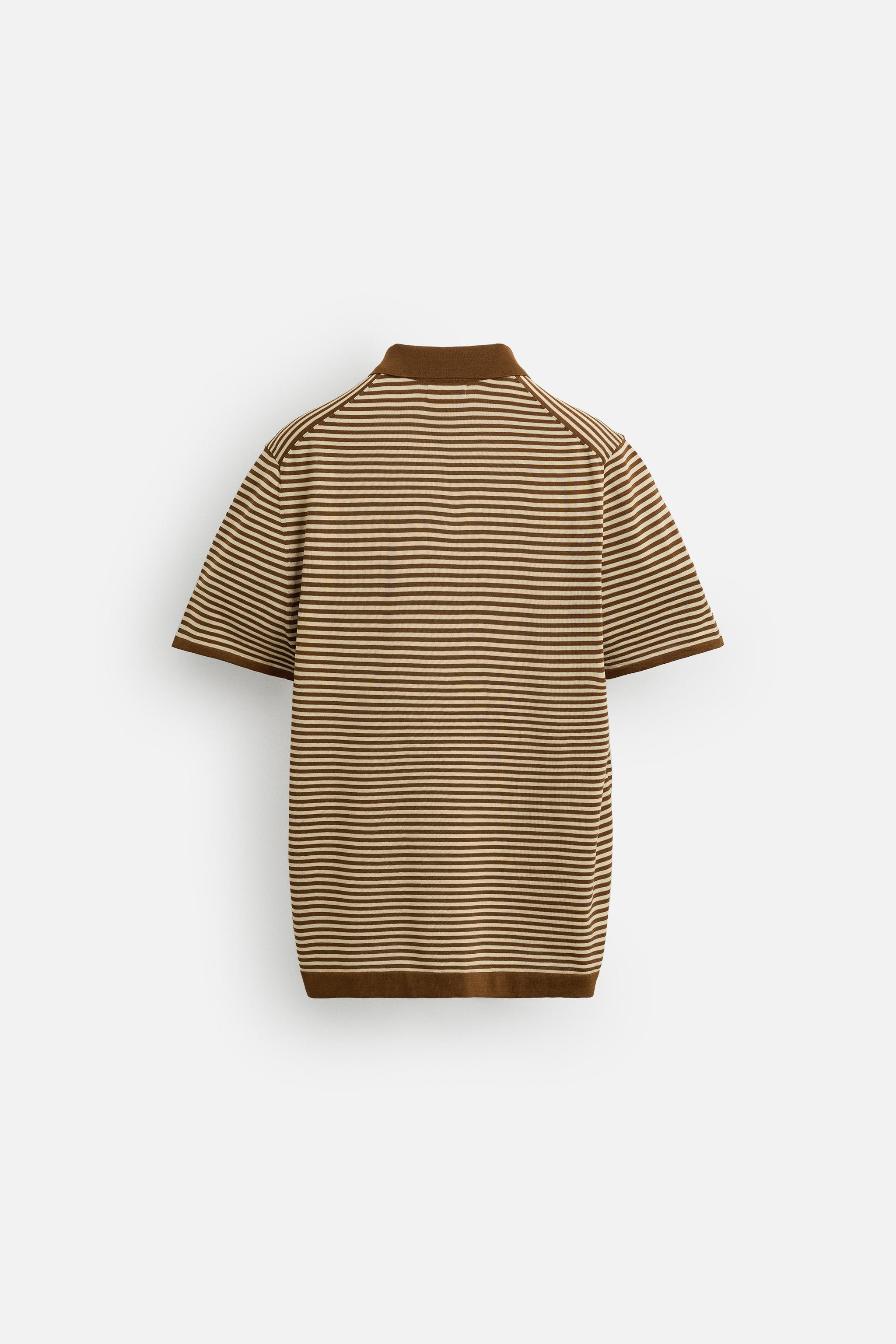 STRIPED KNIT POLO SHIRT