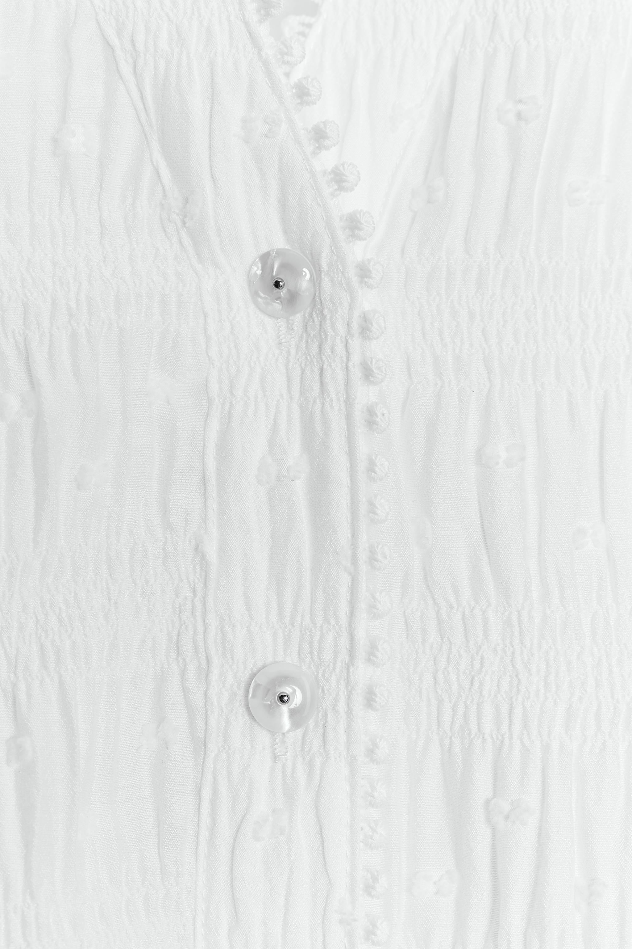 DOTTED MESH LACE TRIM BLOUSE