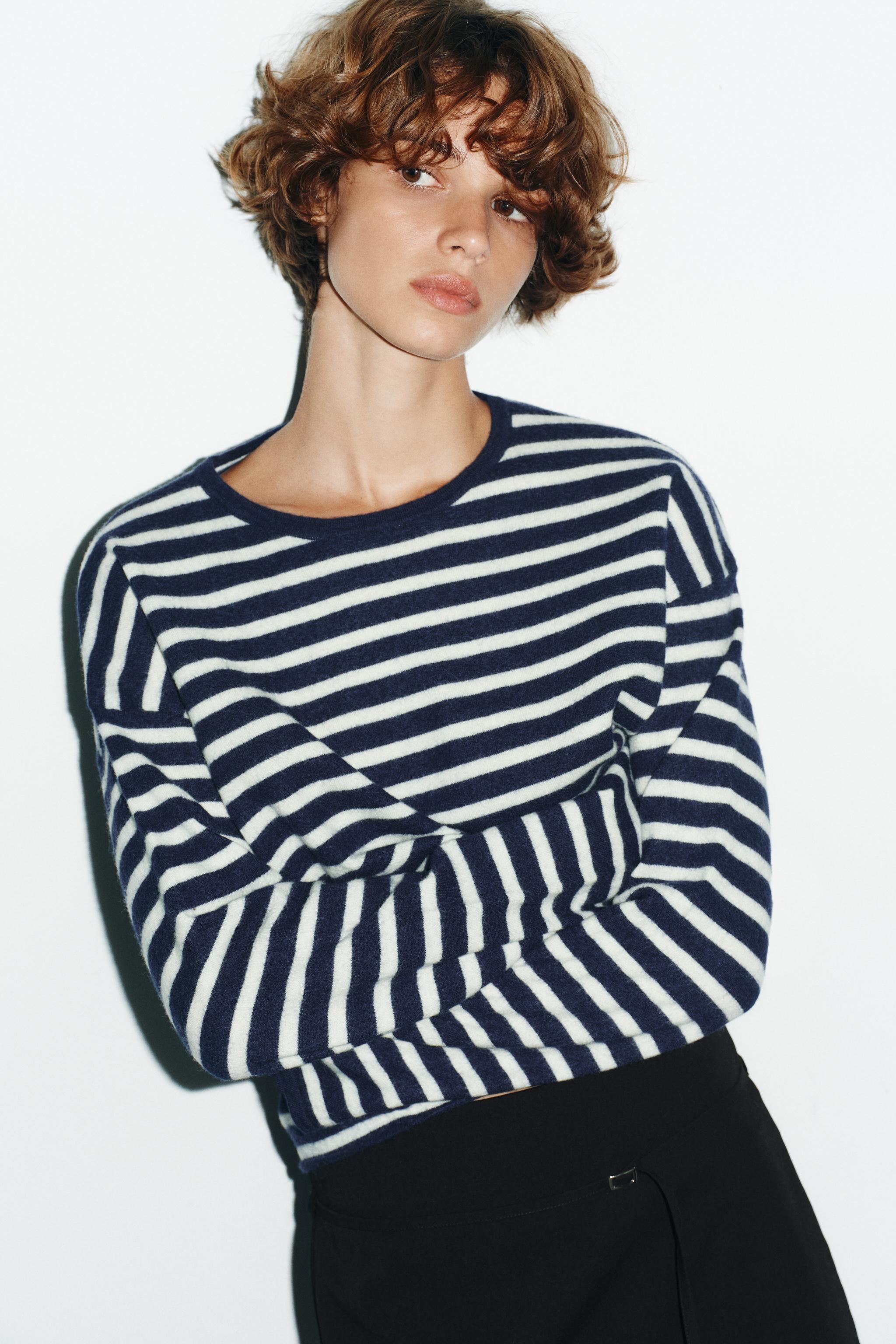 STRIPED KNIT SWEATER 100% WOOL