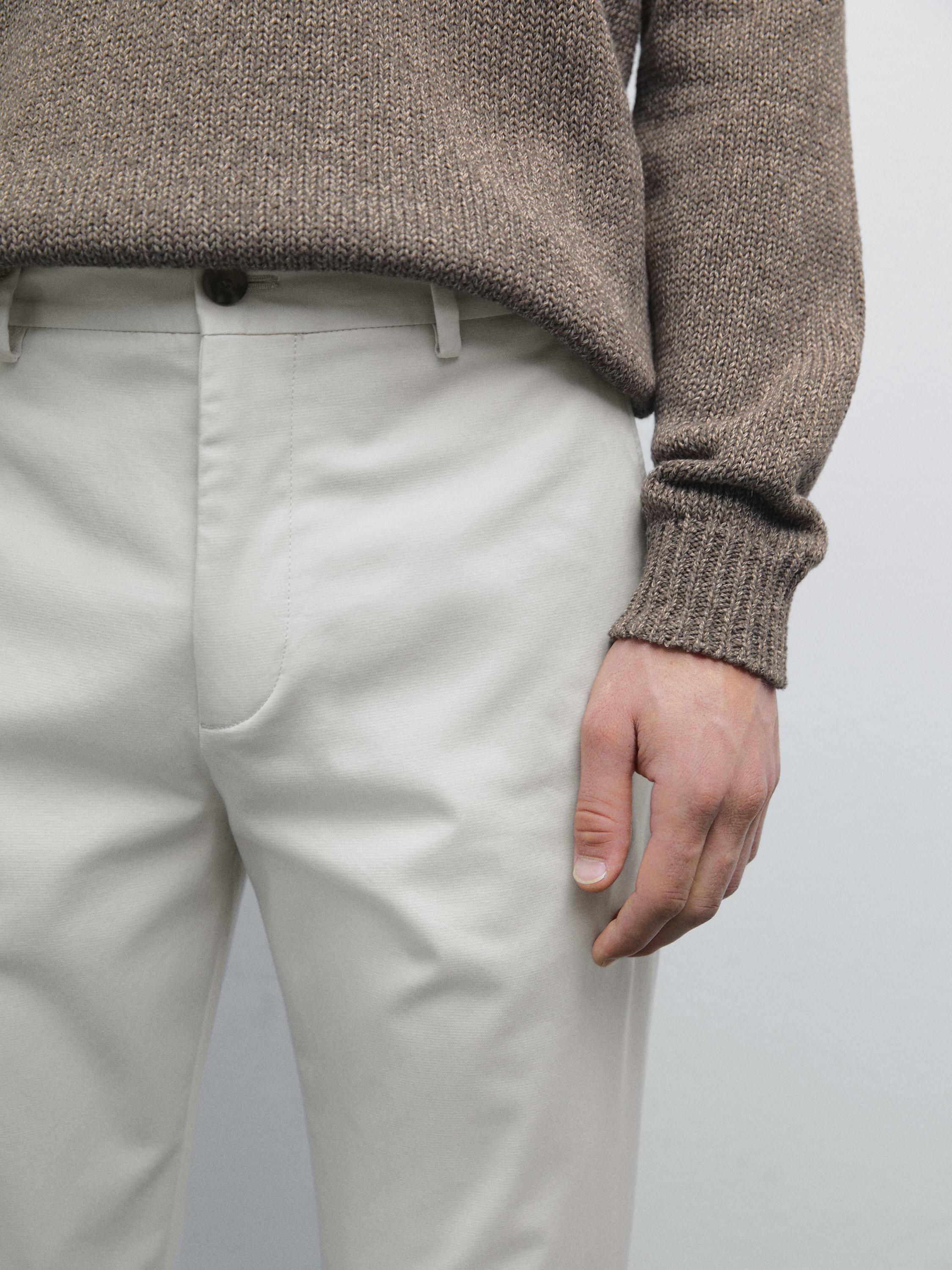 Cotton blend tapered fit trousers