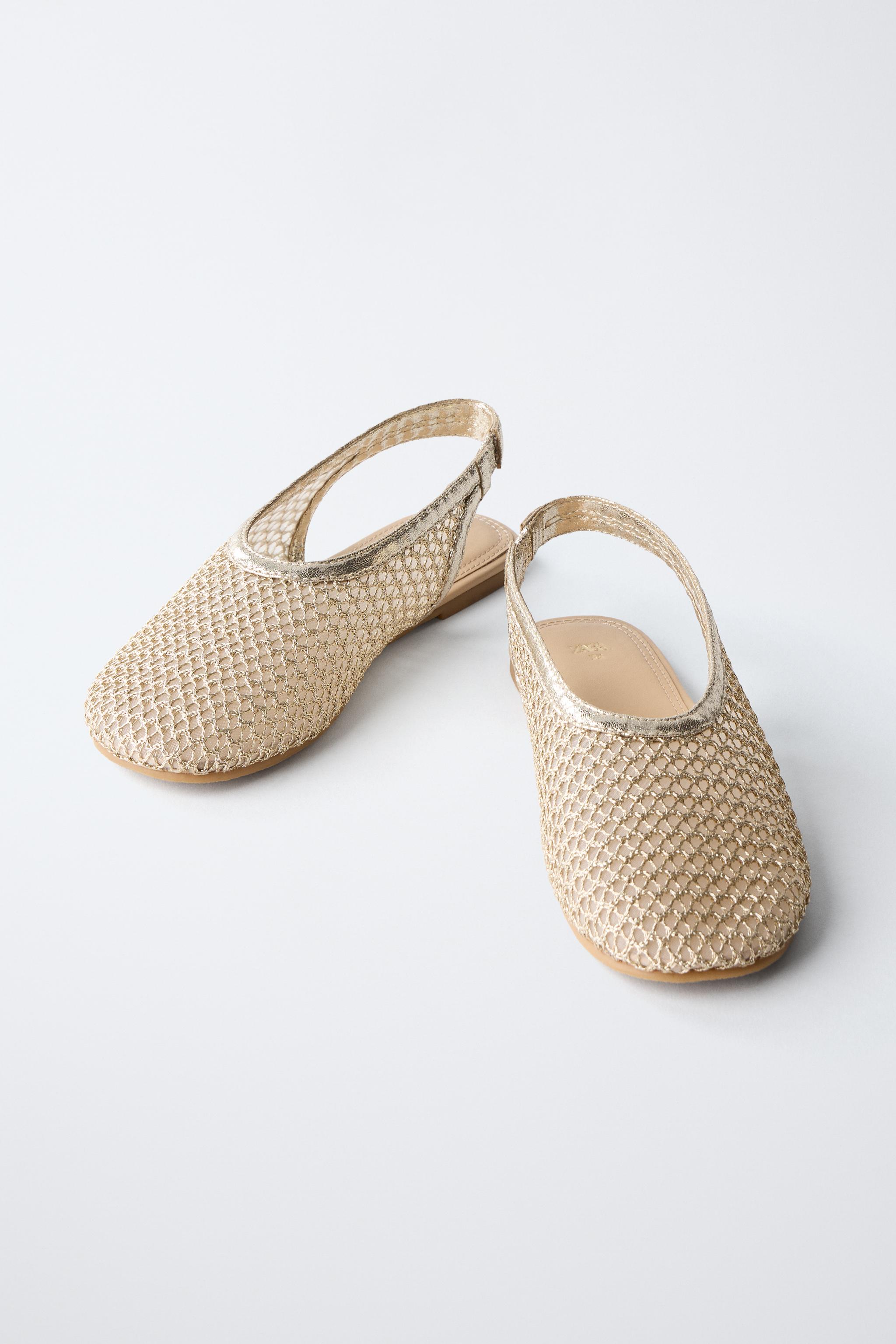 GOLD SLINGBACK BALLET FLATS