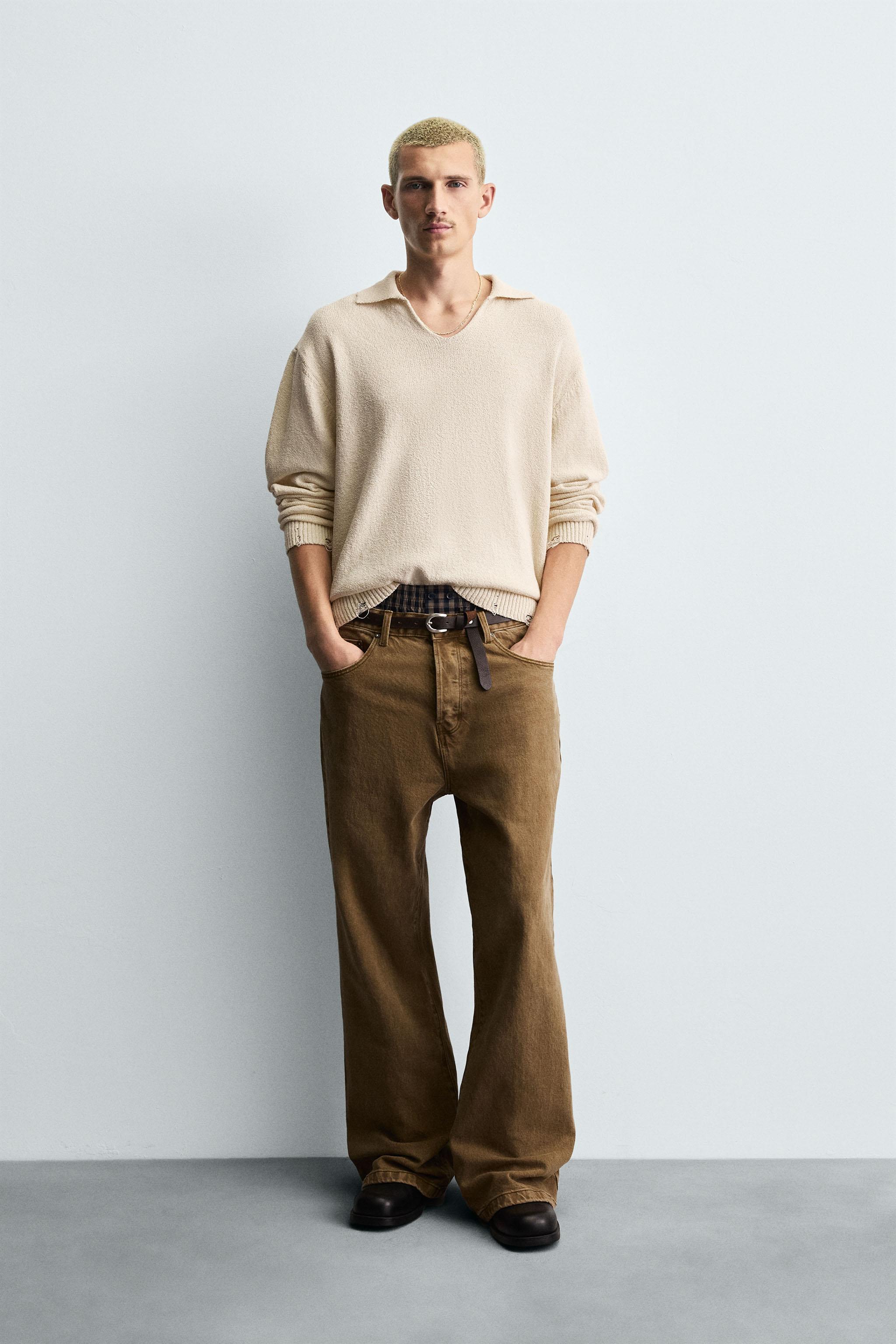 KNIT POLO SHIRT WITH DISTRESSED EFFECT