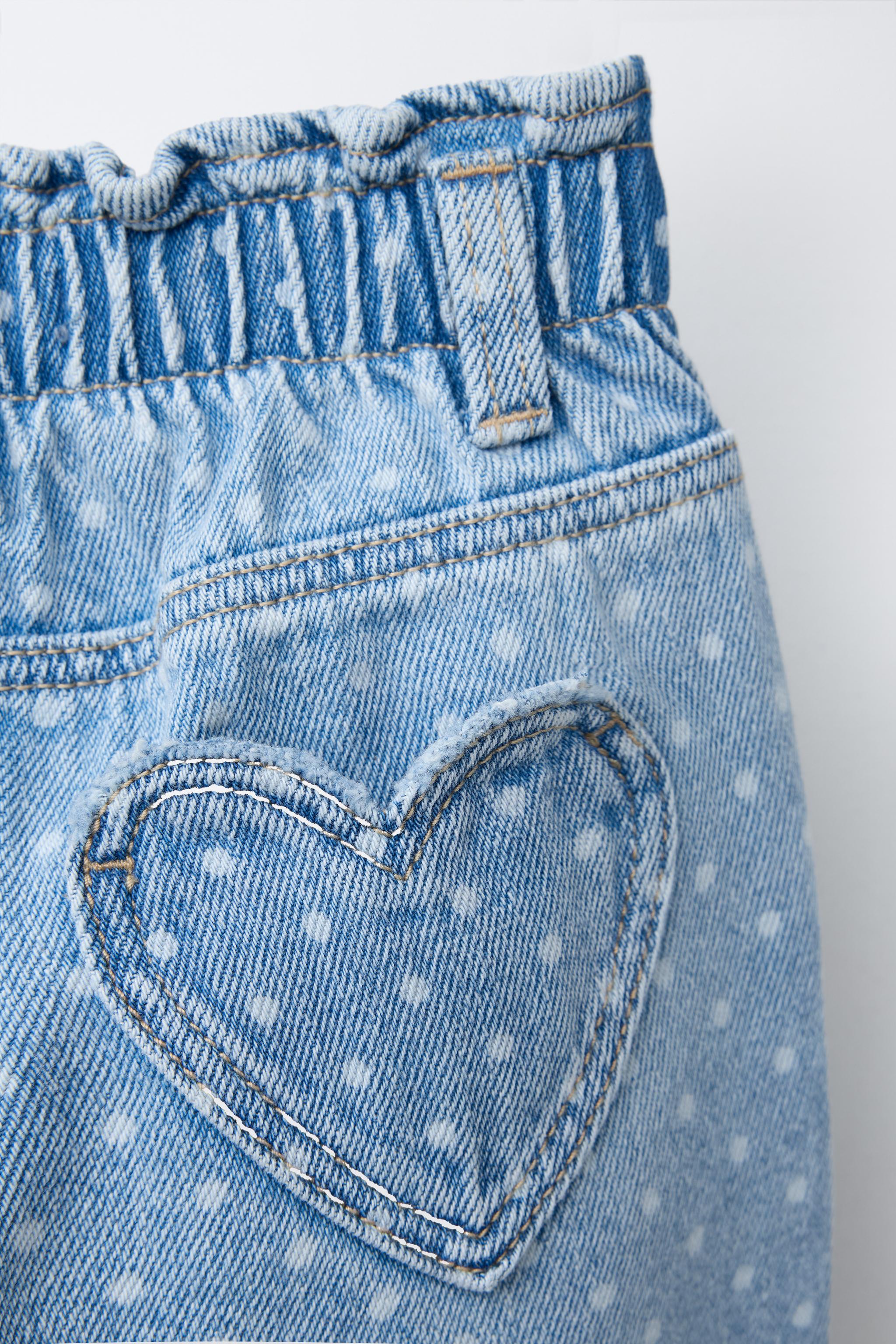 POLKA DOT PAPERBAG DENIM PANTS
