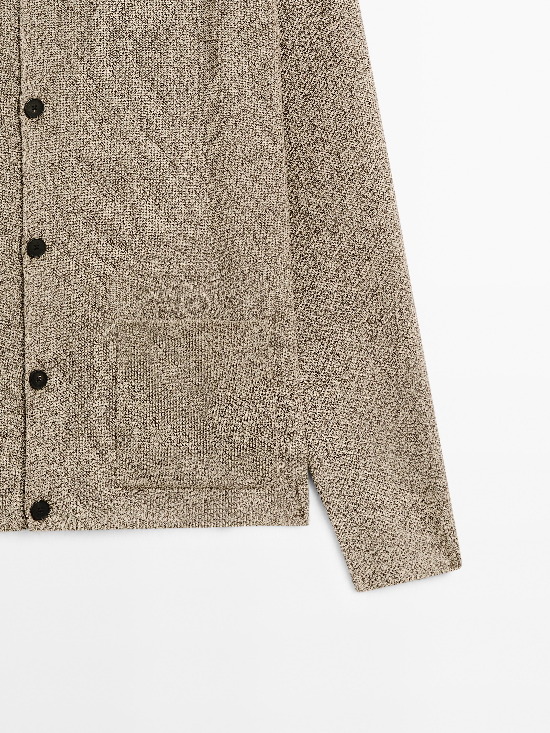 100% cotton mouliné knit cardigan