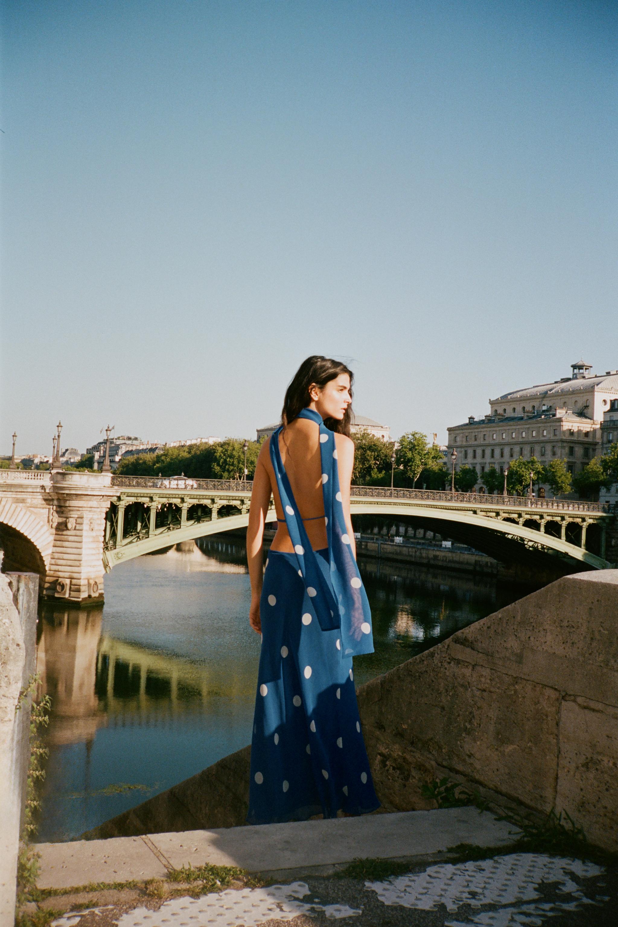 PRINTED POLKA DOT MIDI DRESS