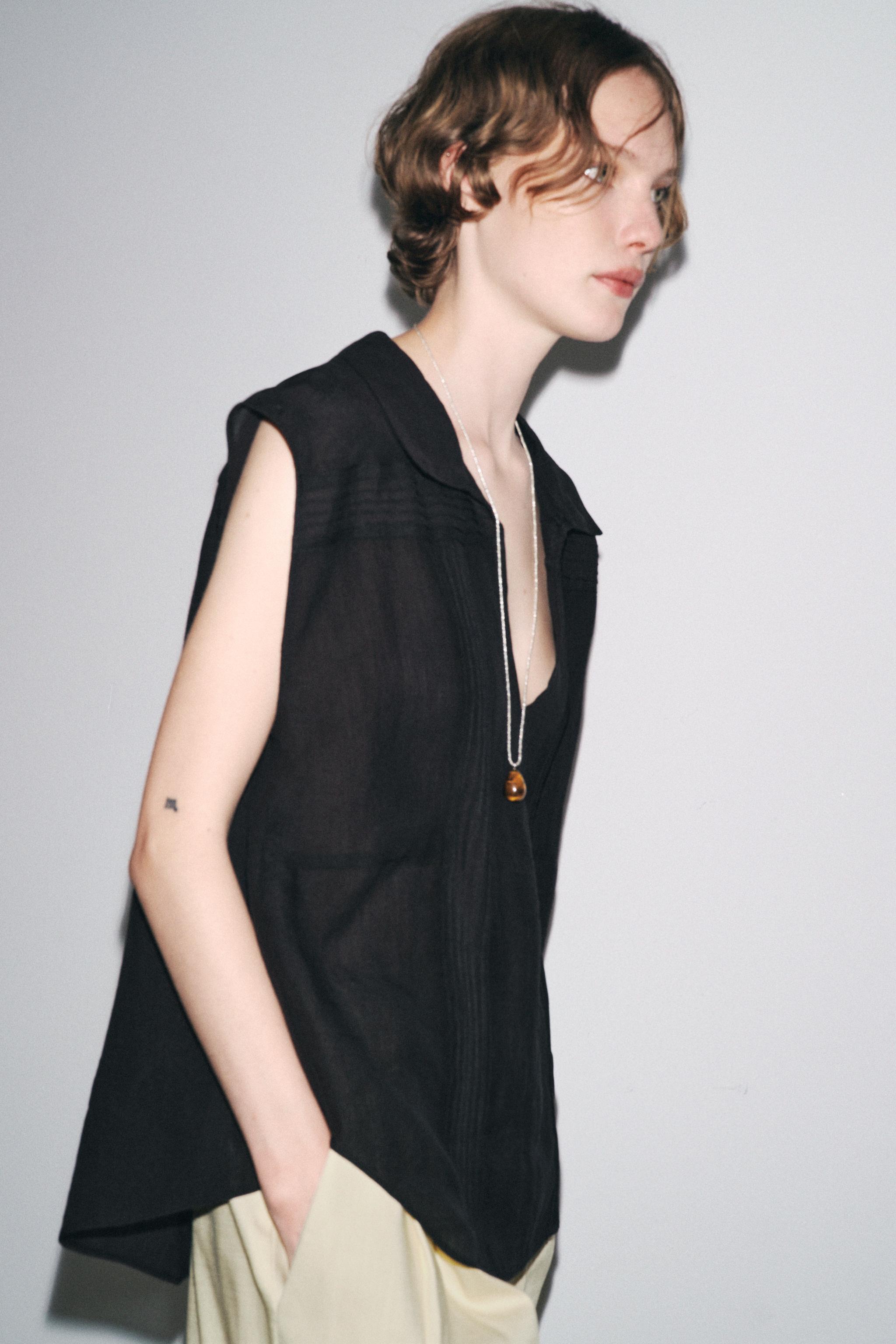 ZW COLLECTION RAMIE BLEND PINTUCK SHIRT