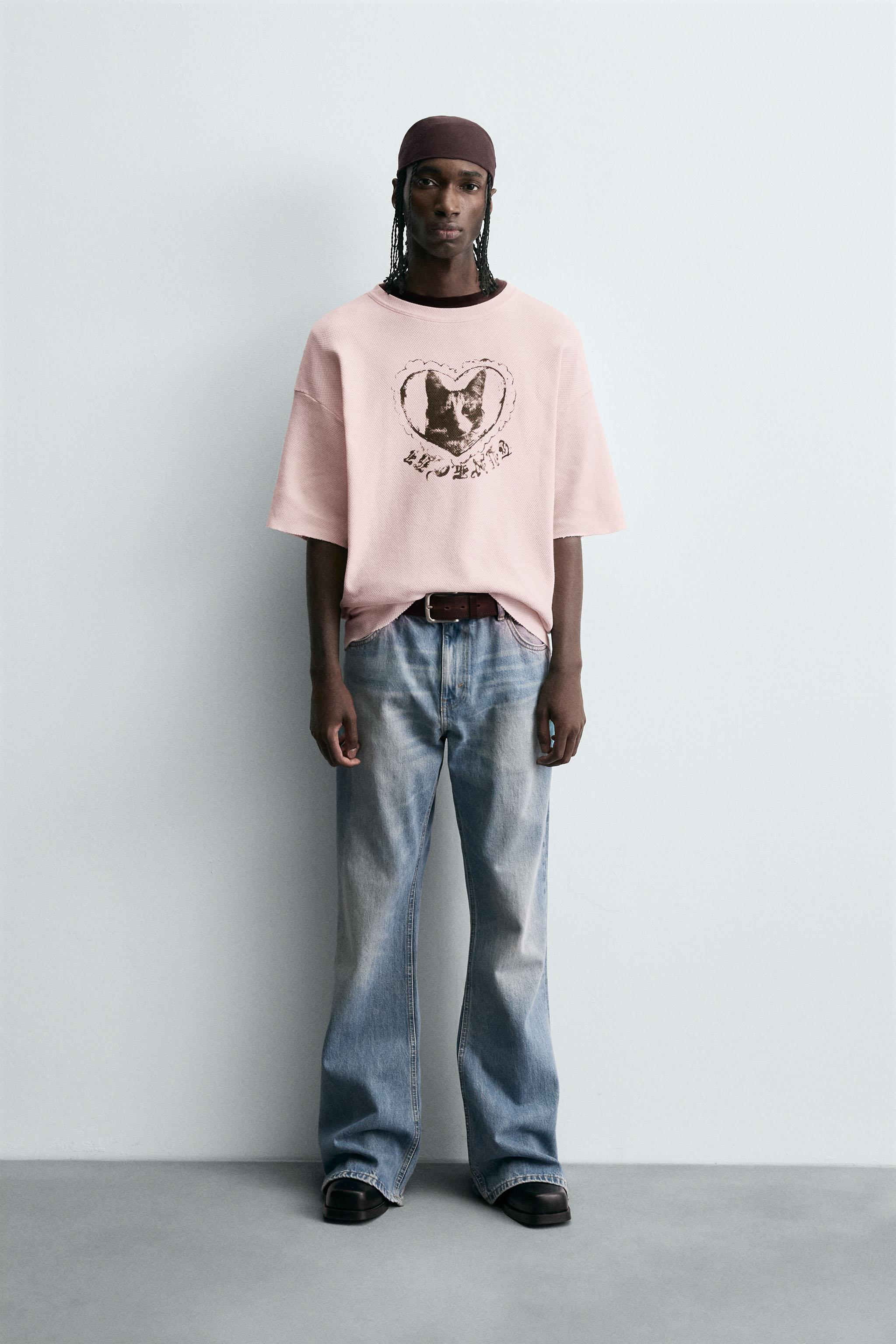 CONTRAST PRINT KNIT T-SHIRT