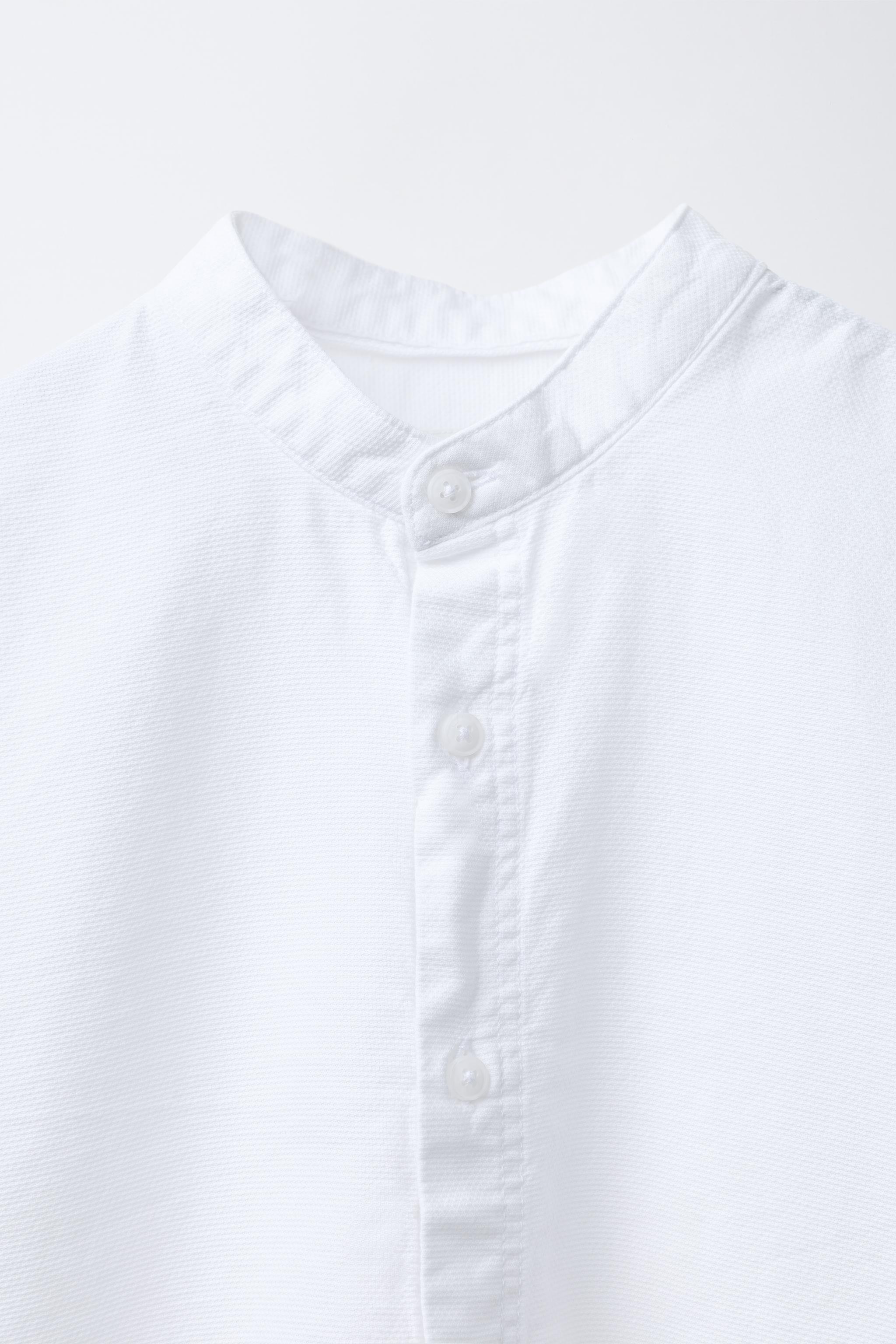 TEXTURED SHIRT WITH MANDARIN COLLAR