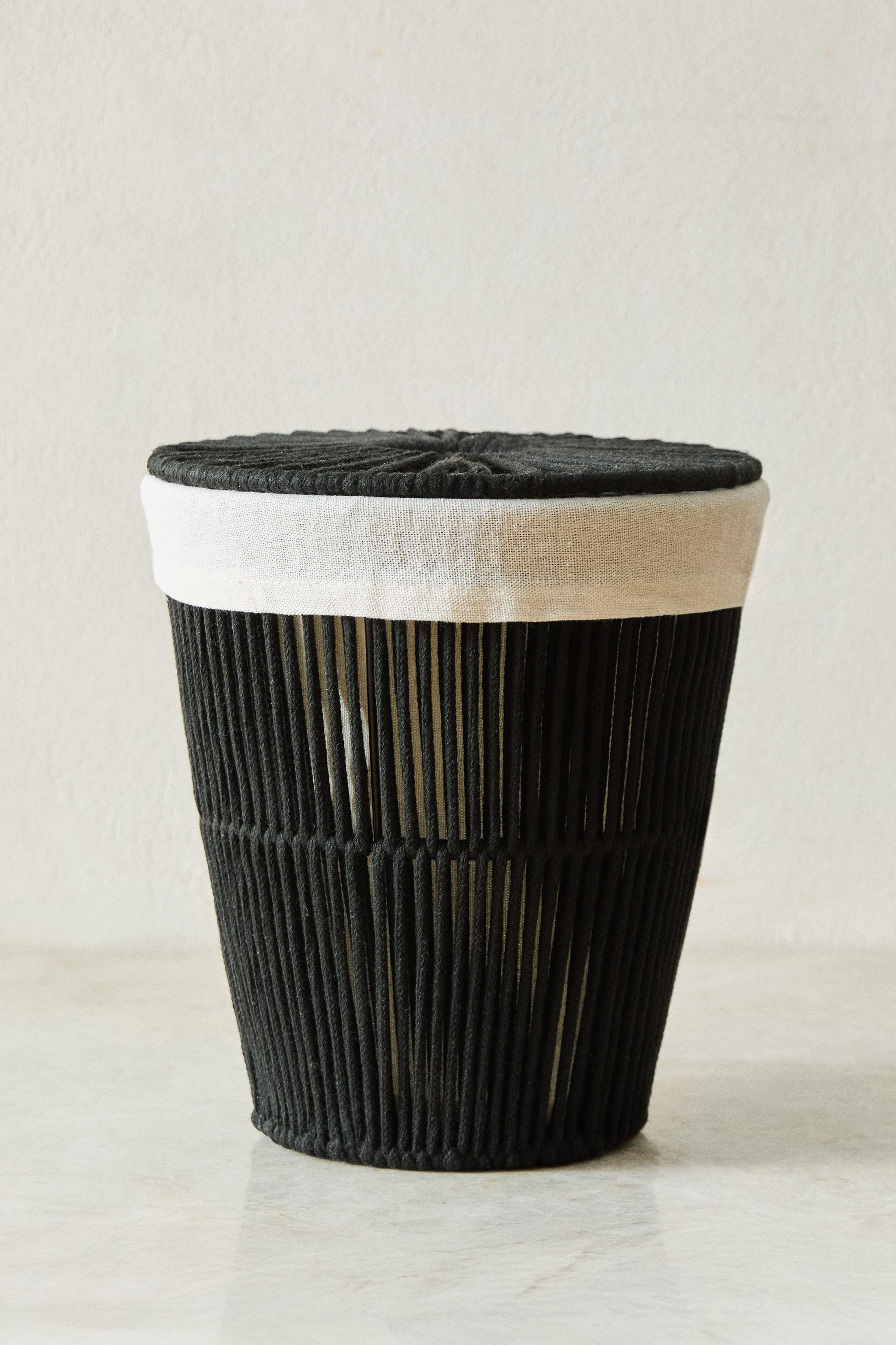 WASTEPAPER BASKET WITH FABRIC LINING